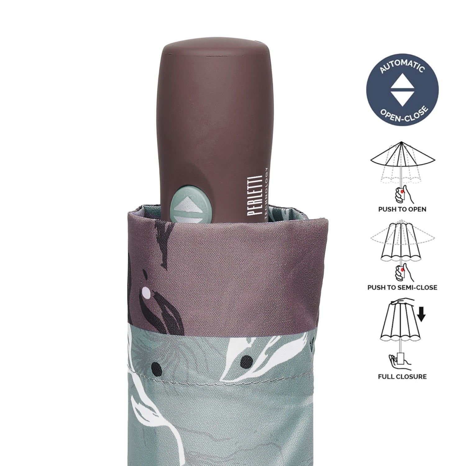 Ombrello Apri e Chiudi Fiore Astratto - Perletti