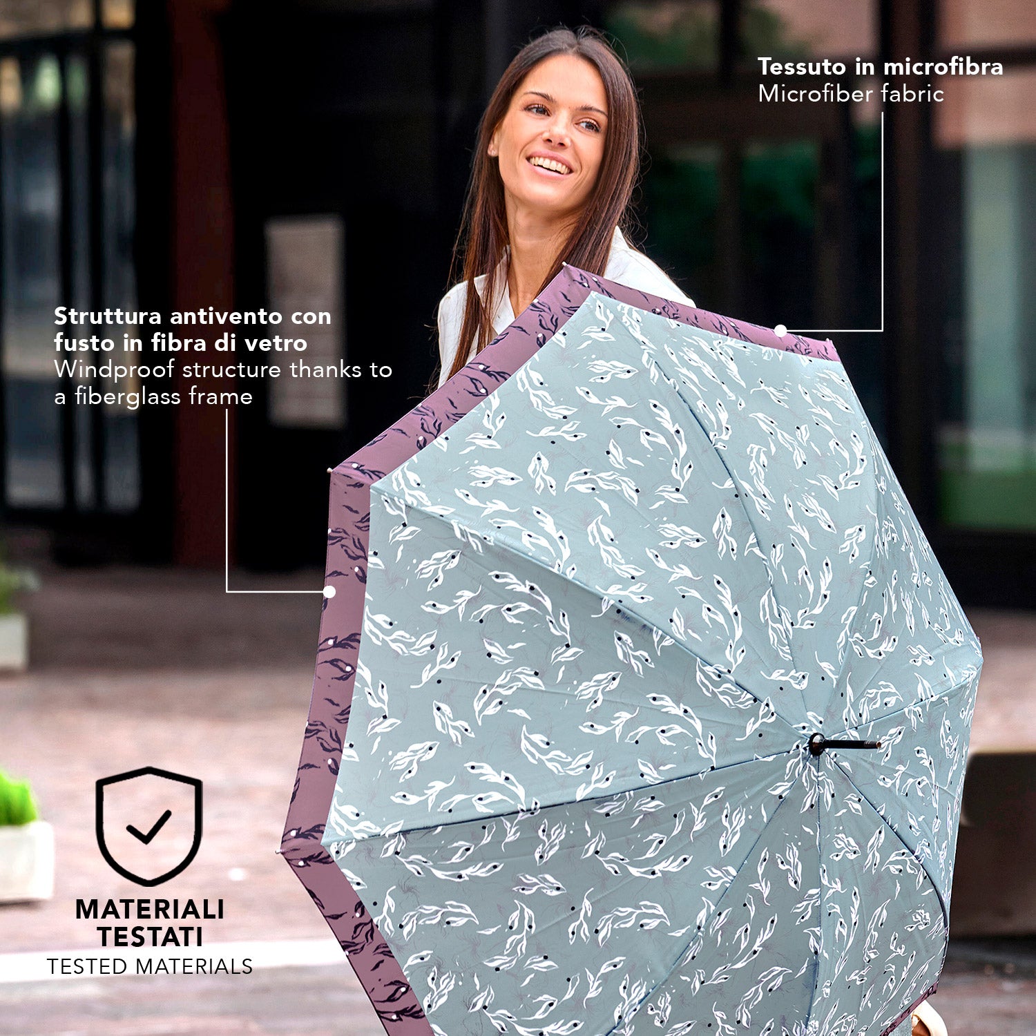 Ombrello Apri e Chiudi Fiore Astratto - Perletti