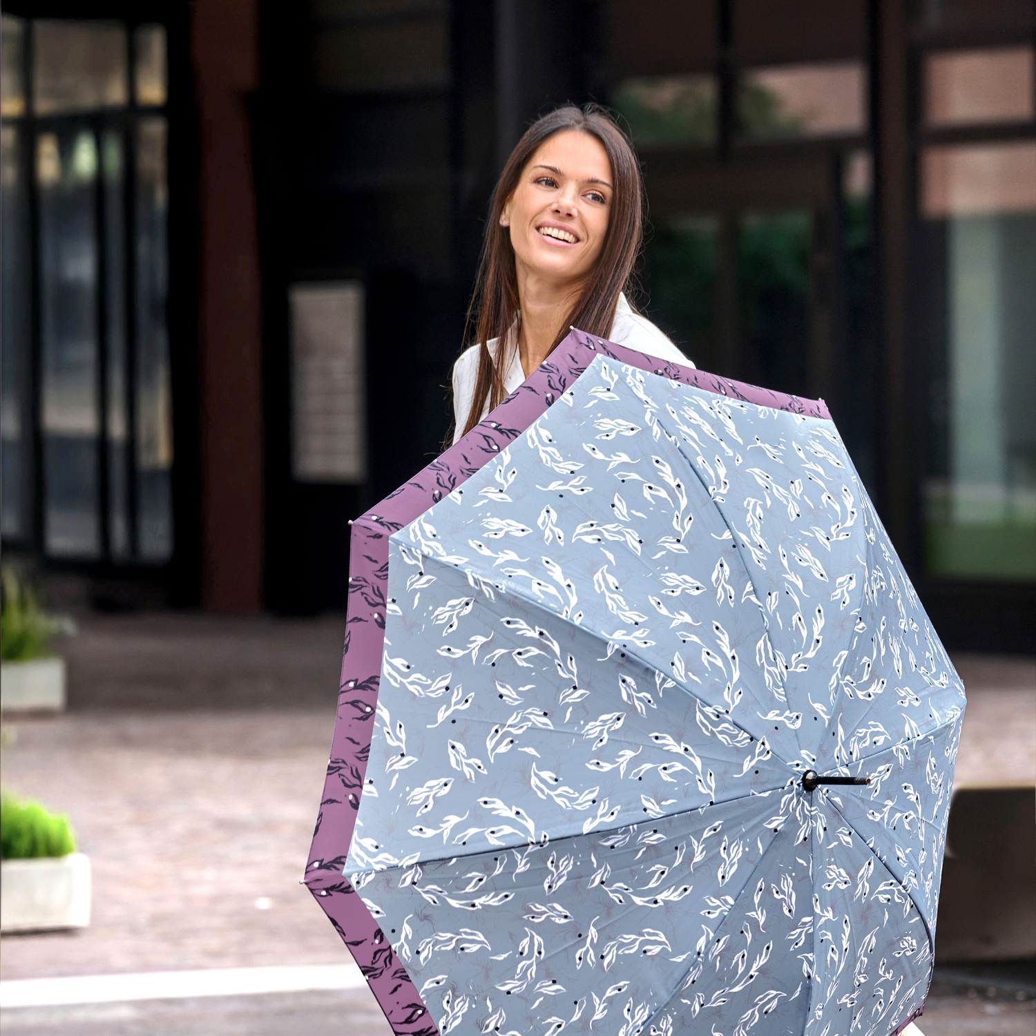 Ombrello Apri e Chiudi Fiore Astratto - Perletti