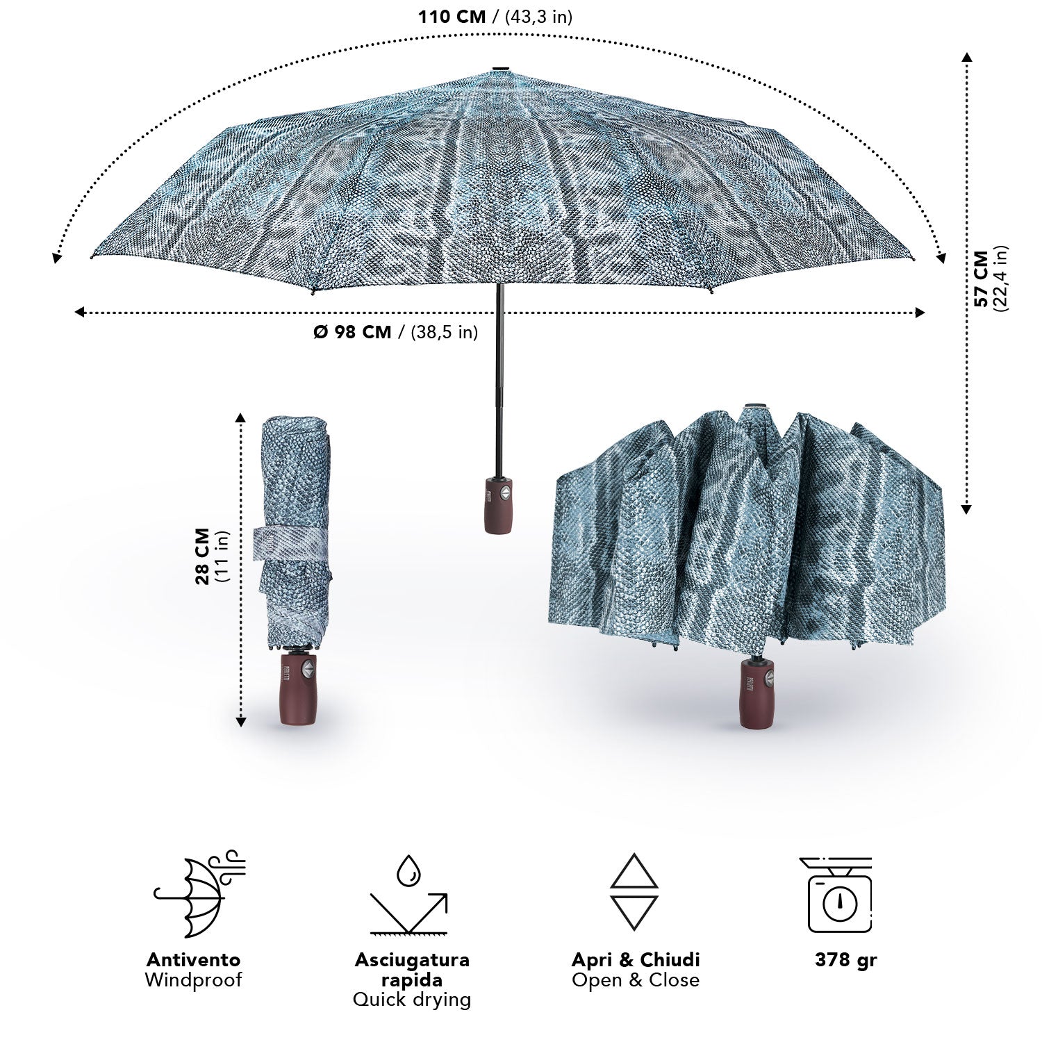 Ombrello Apri e Chiudi Pitonato - Perletti