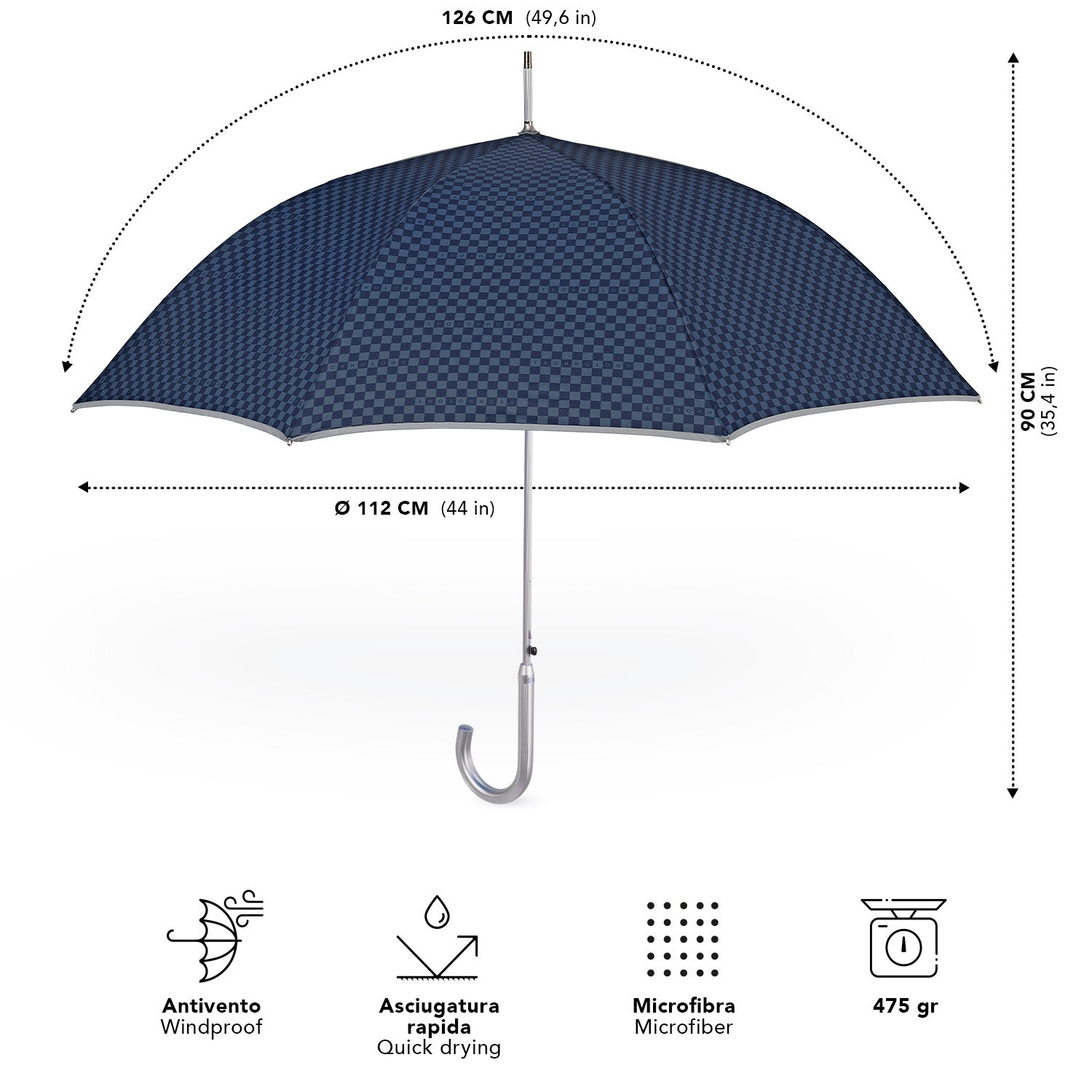 Ombrello Bordo Catarifrangente a Scacchi - Perletti