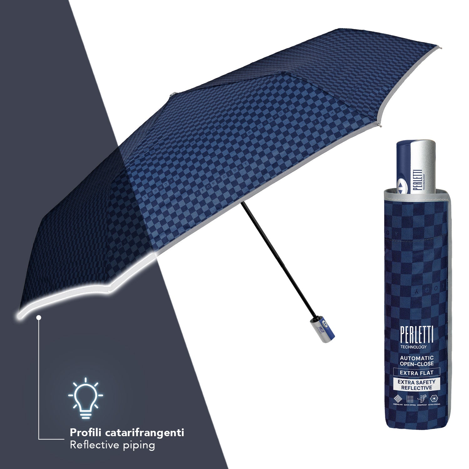 Ombrello Extra Piatto Apri e Chiudi Riflettente