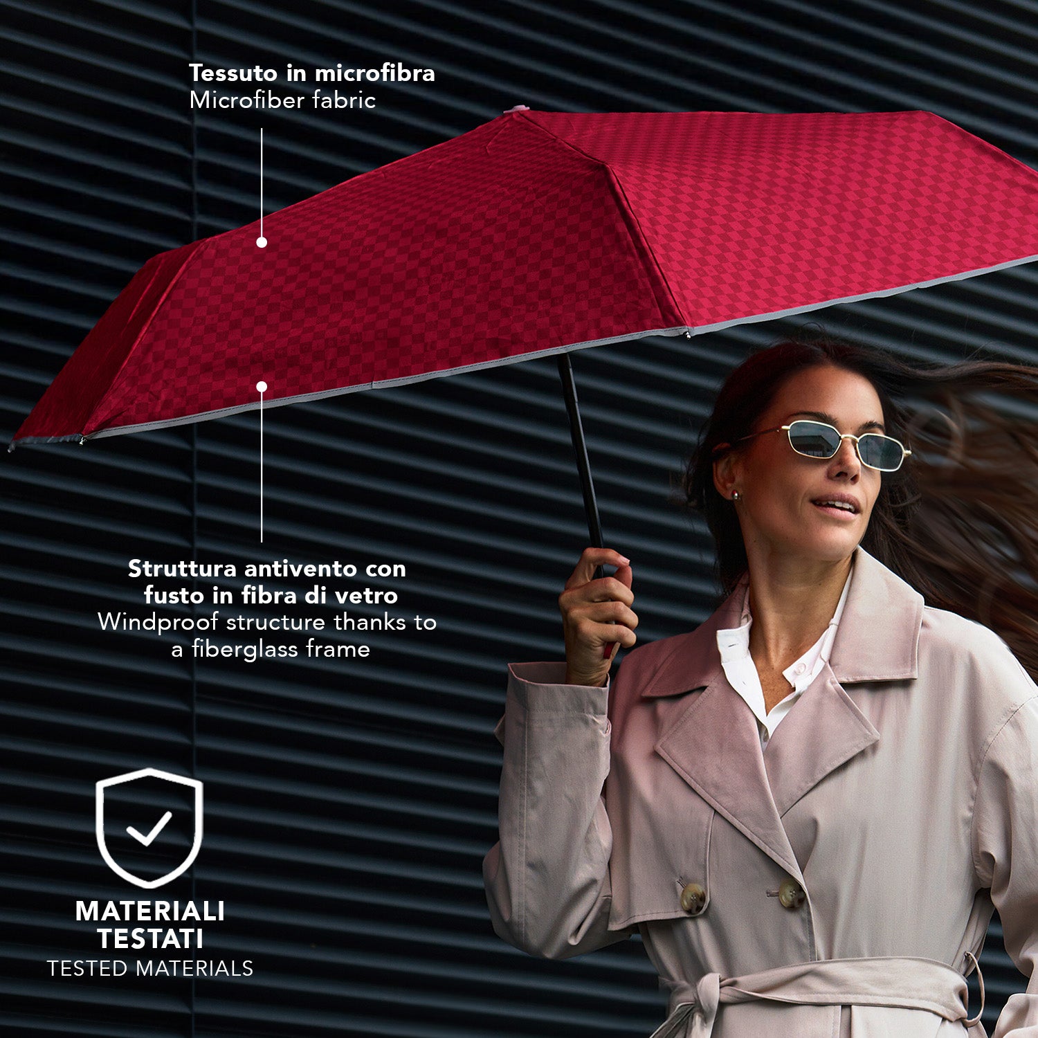 Ombrello Extra Piatto Apri e Chiudi Riflettente