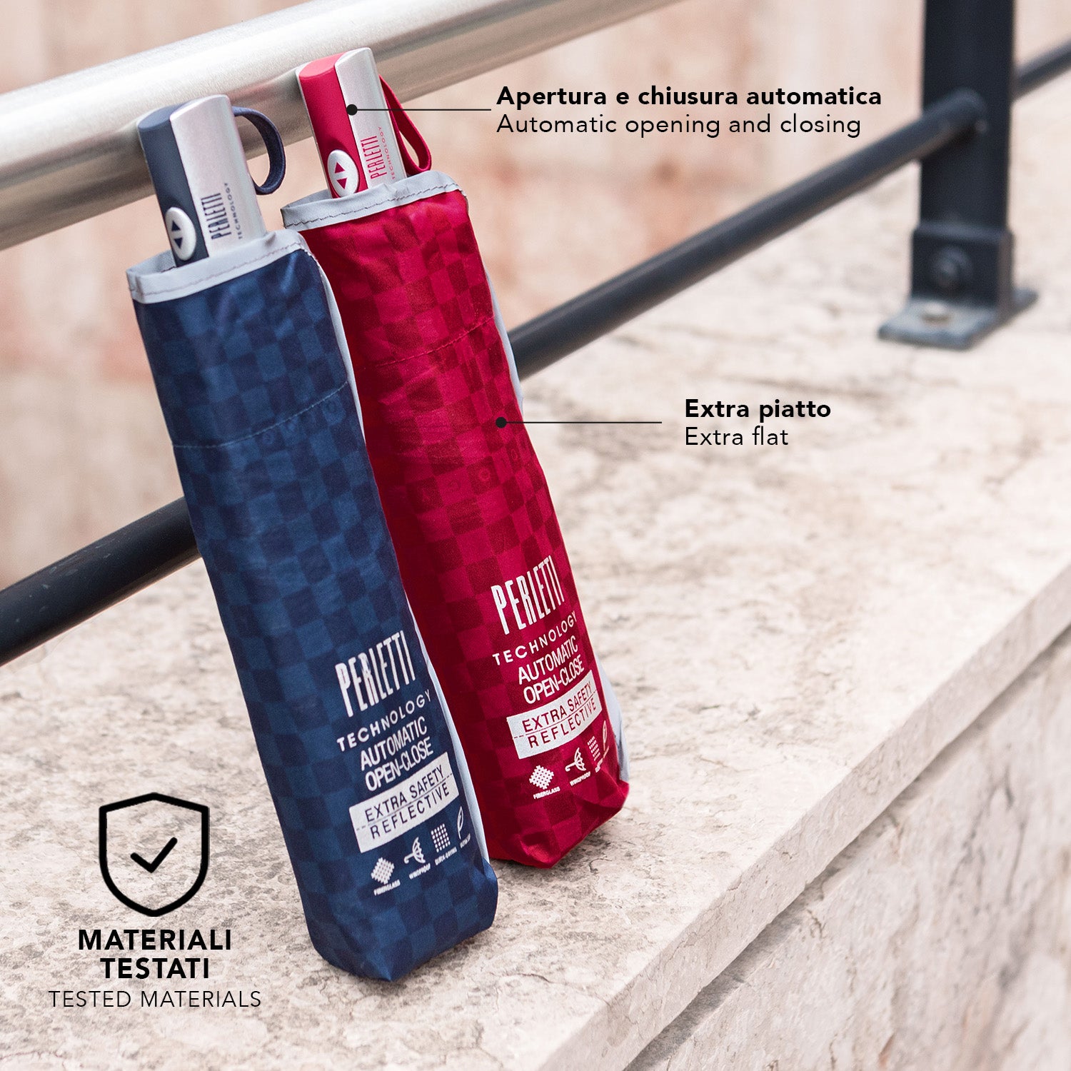 Ombrello Extra Piatto Apri e Chiudi Riflettente