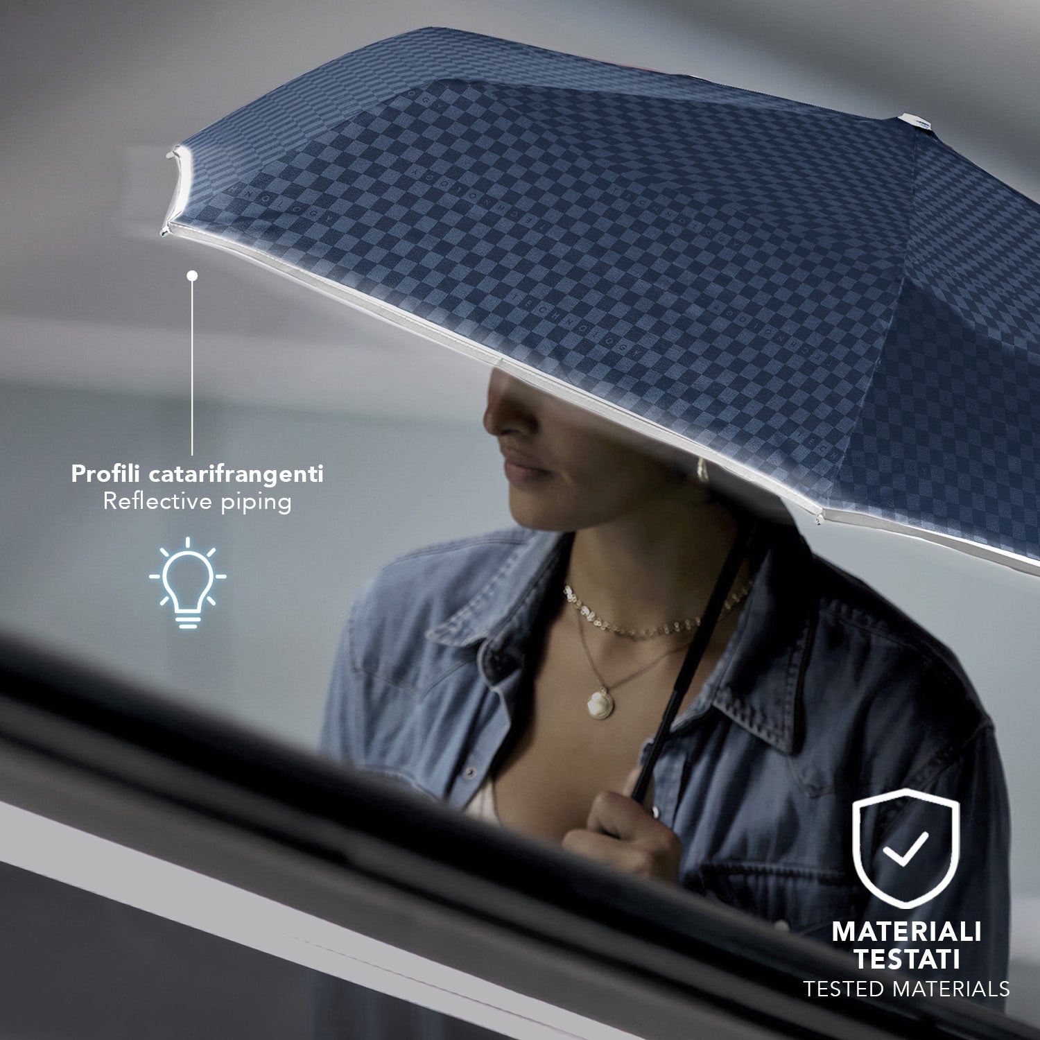 Ombrello Extra Piatto Apri e Chiudi Riflettente