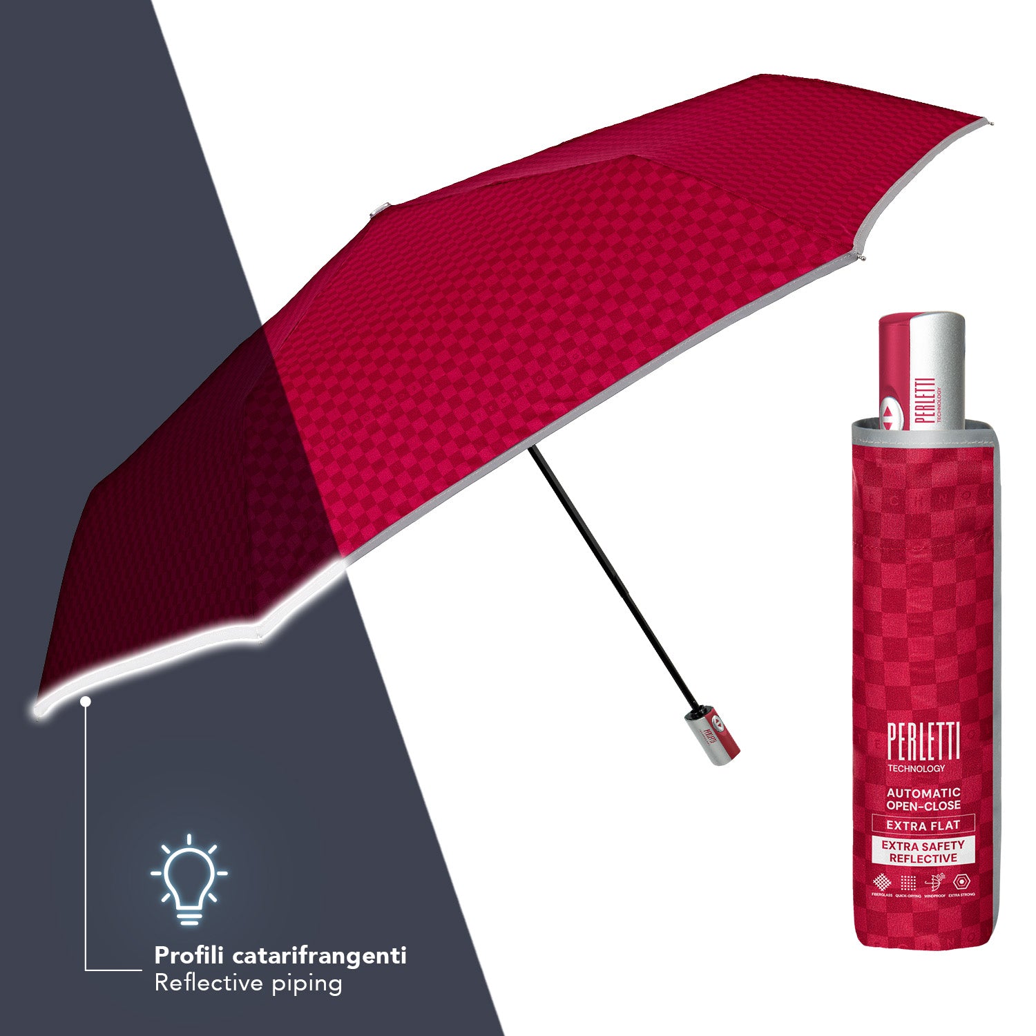 Ombrello Extra Piatto Apri e Chiudi Riflettente