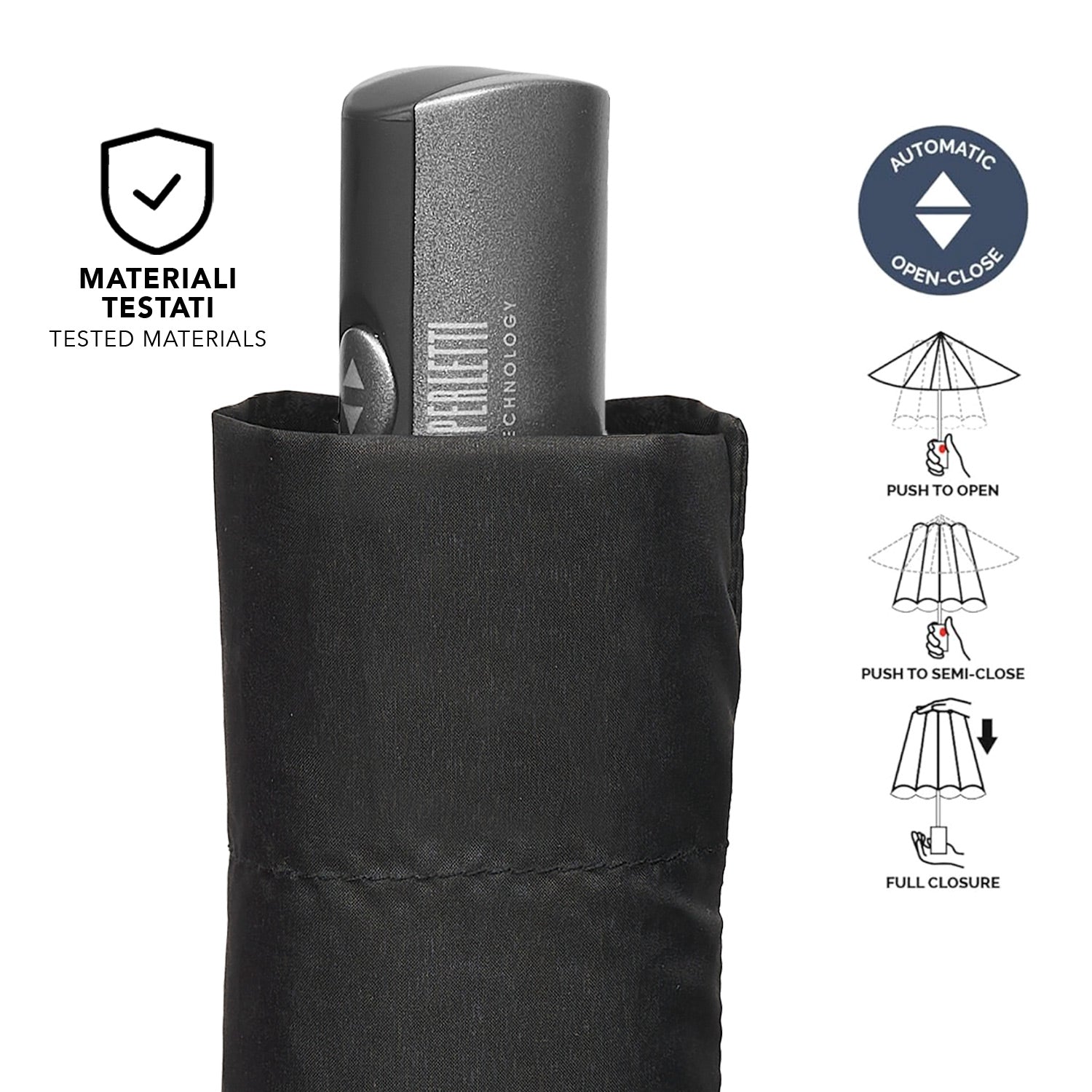 Ombrello Nero Extra Piatto - Perletti