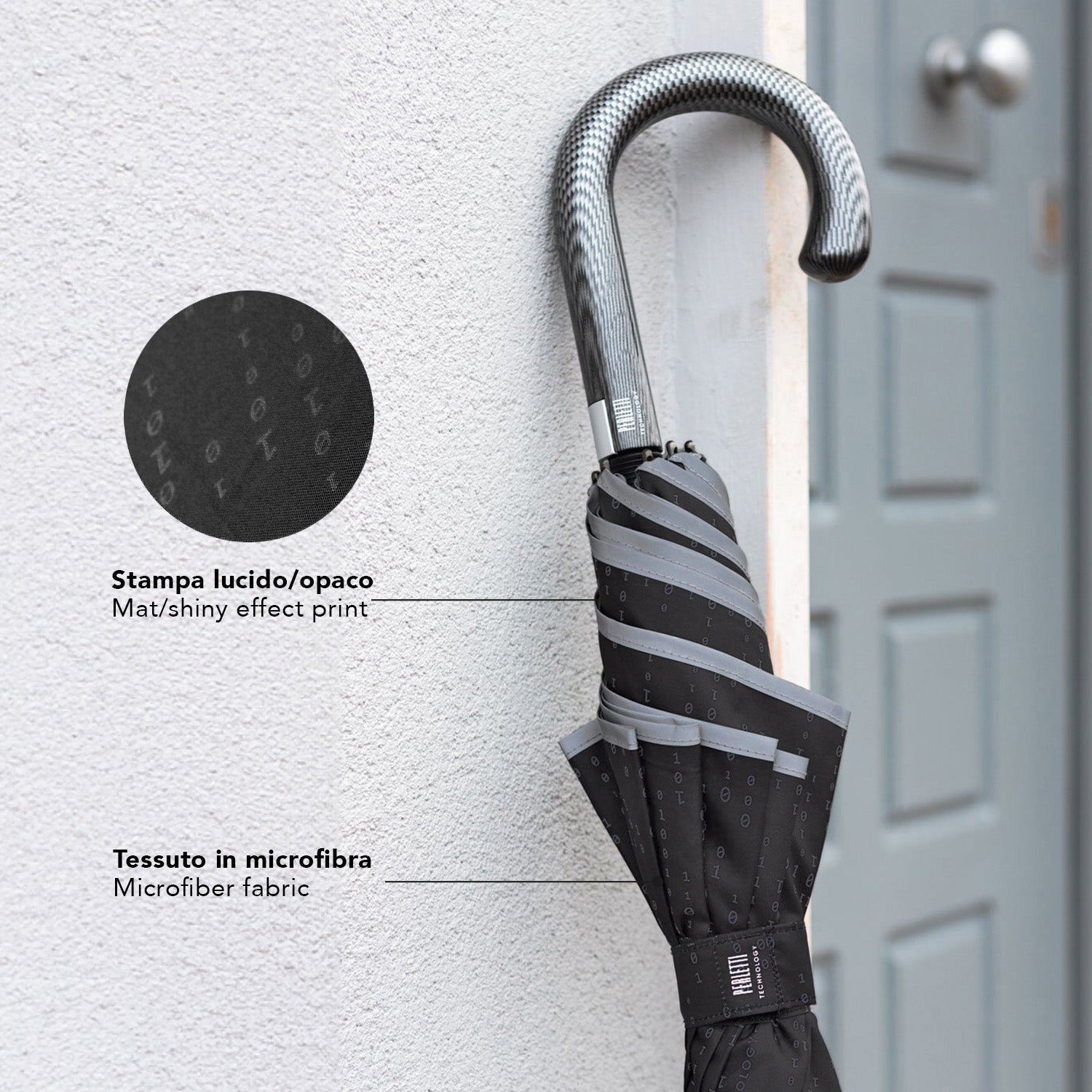 Ombrello Nero Bordo Catarifrangente Travel - Perletti