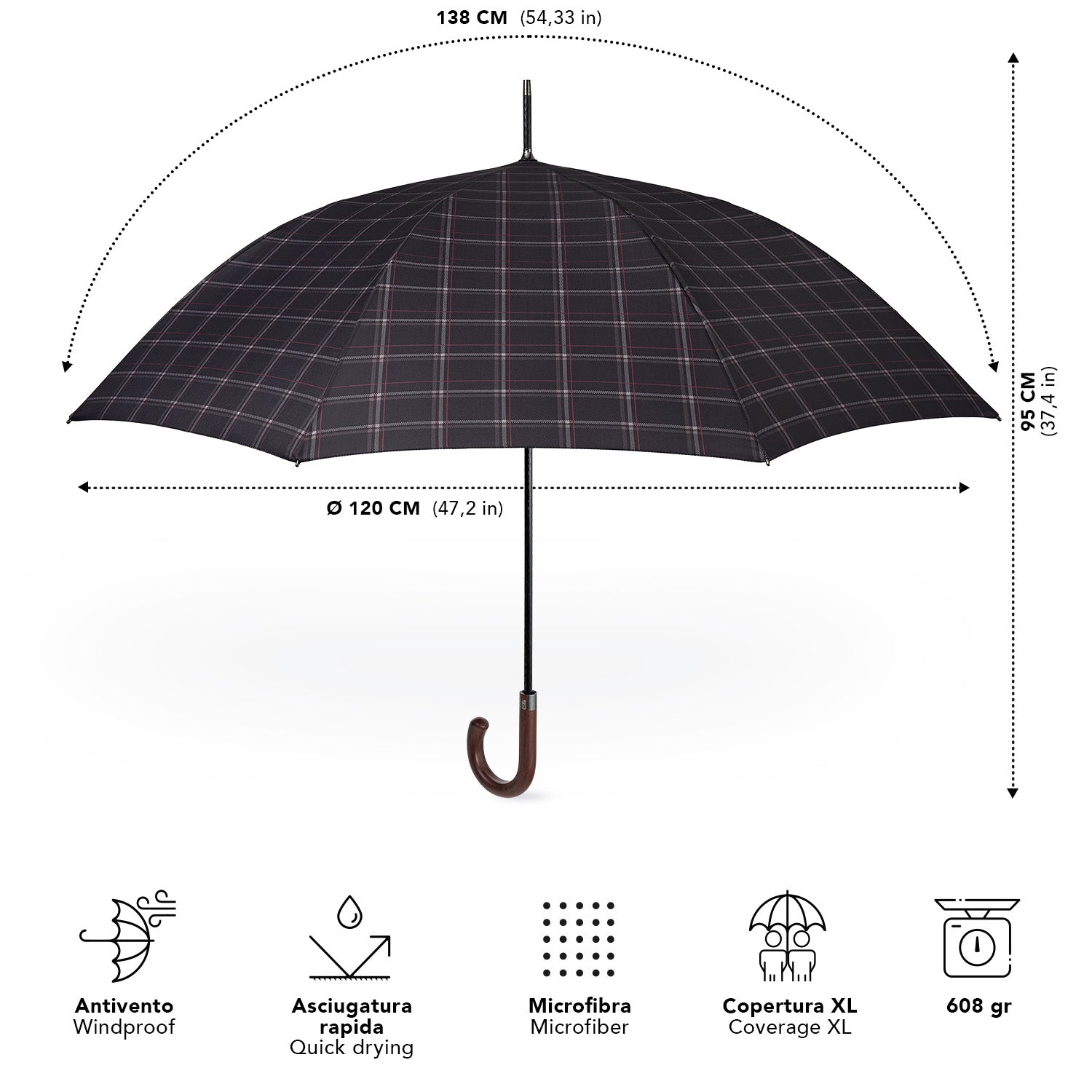 Ombrello Technology Tartan Golf - Perletti