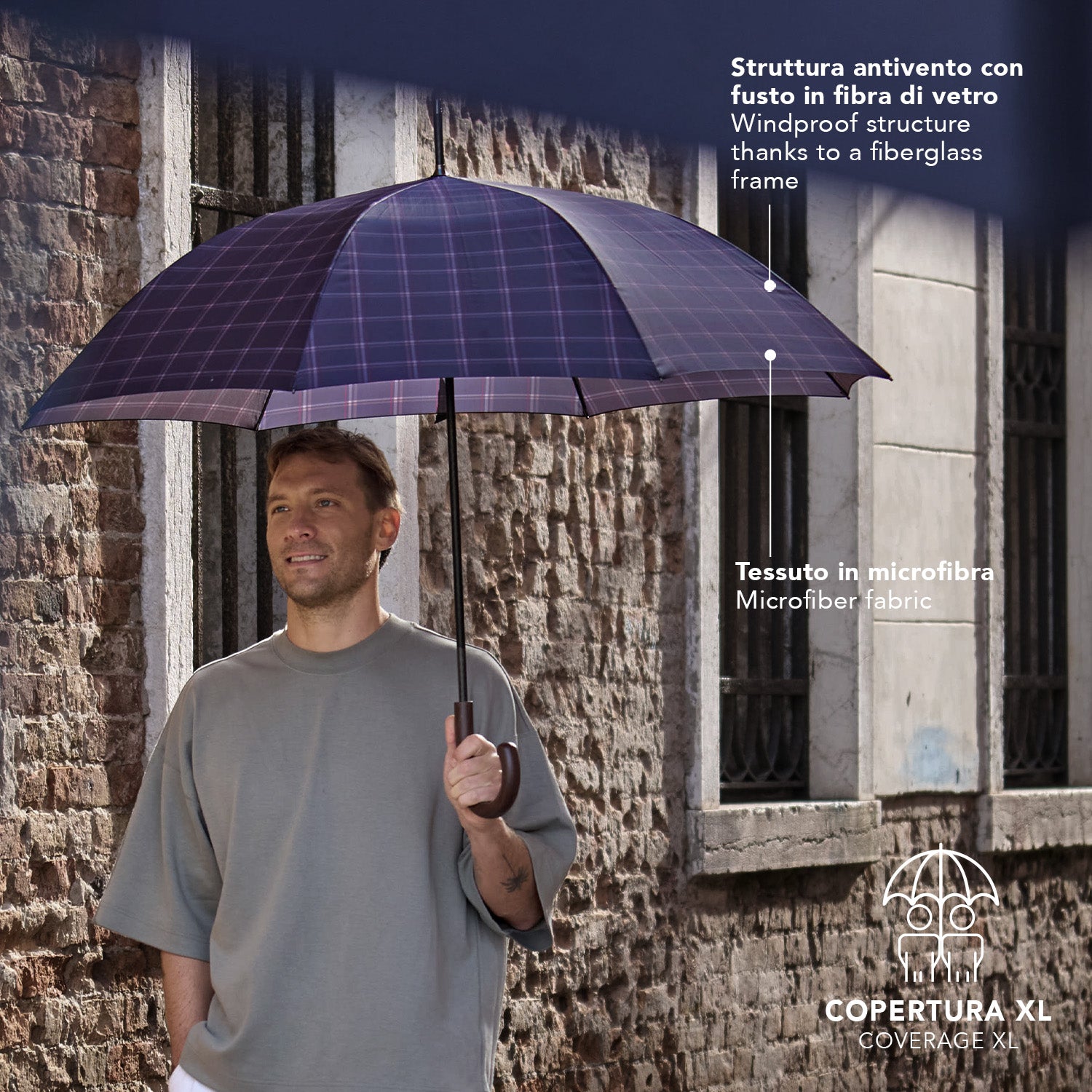 Ombrello Technology Tartan Golf - Perletti