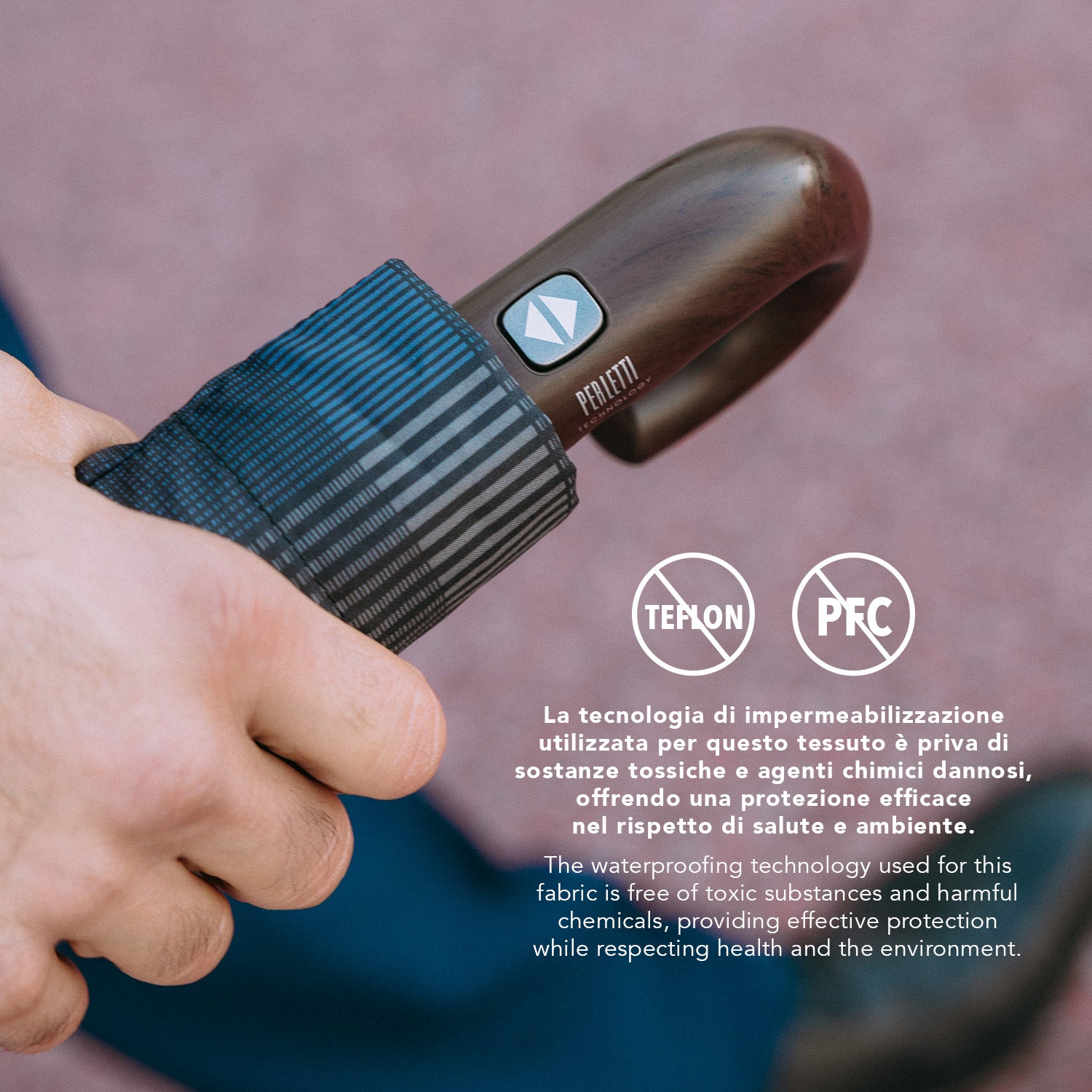 Ombrello Uomo Technology Apri e Chiudi Tartan con Manico Curvo