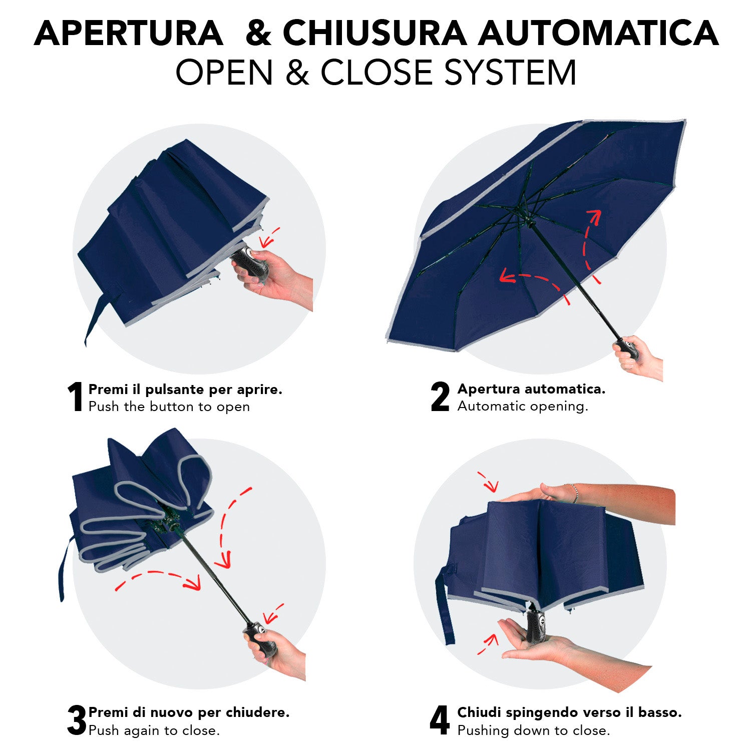 Ombrello Uomo Technology Apri e Chiudi Tartan con Manico Curvo