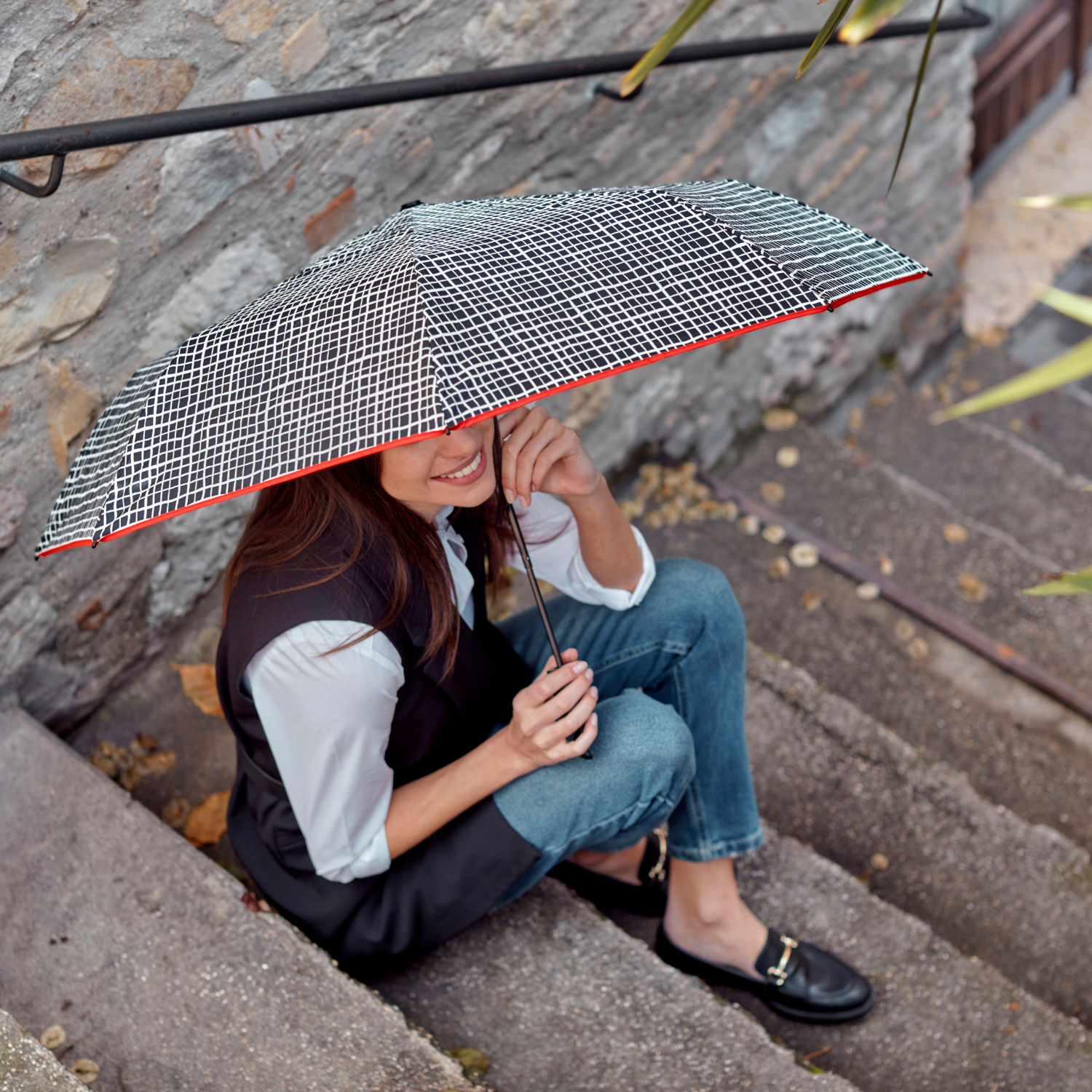 Ombrello Automatico Bianco e Nero - Perletti