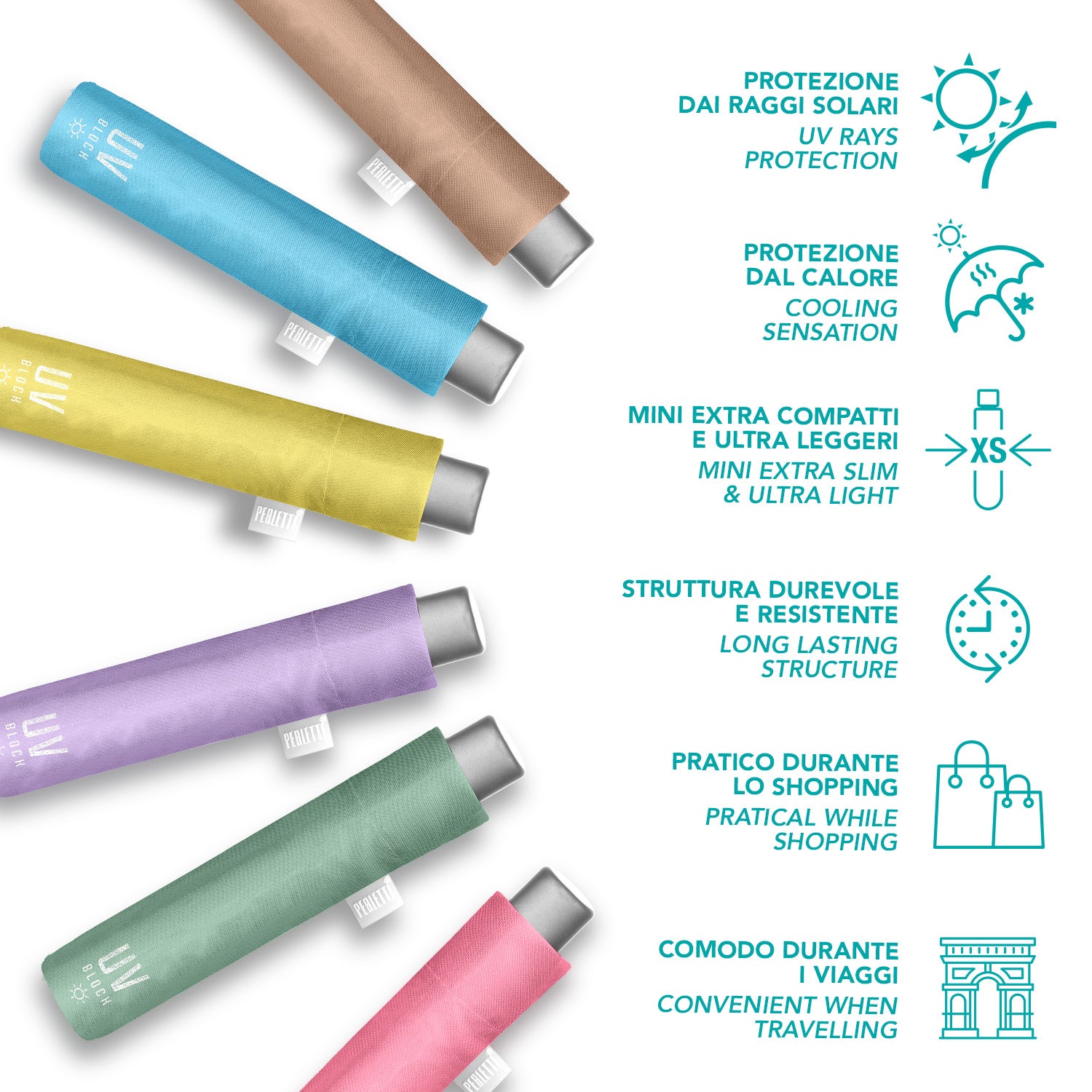 Ombrello Parasole con Protezione UV - Perletti