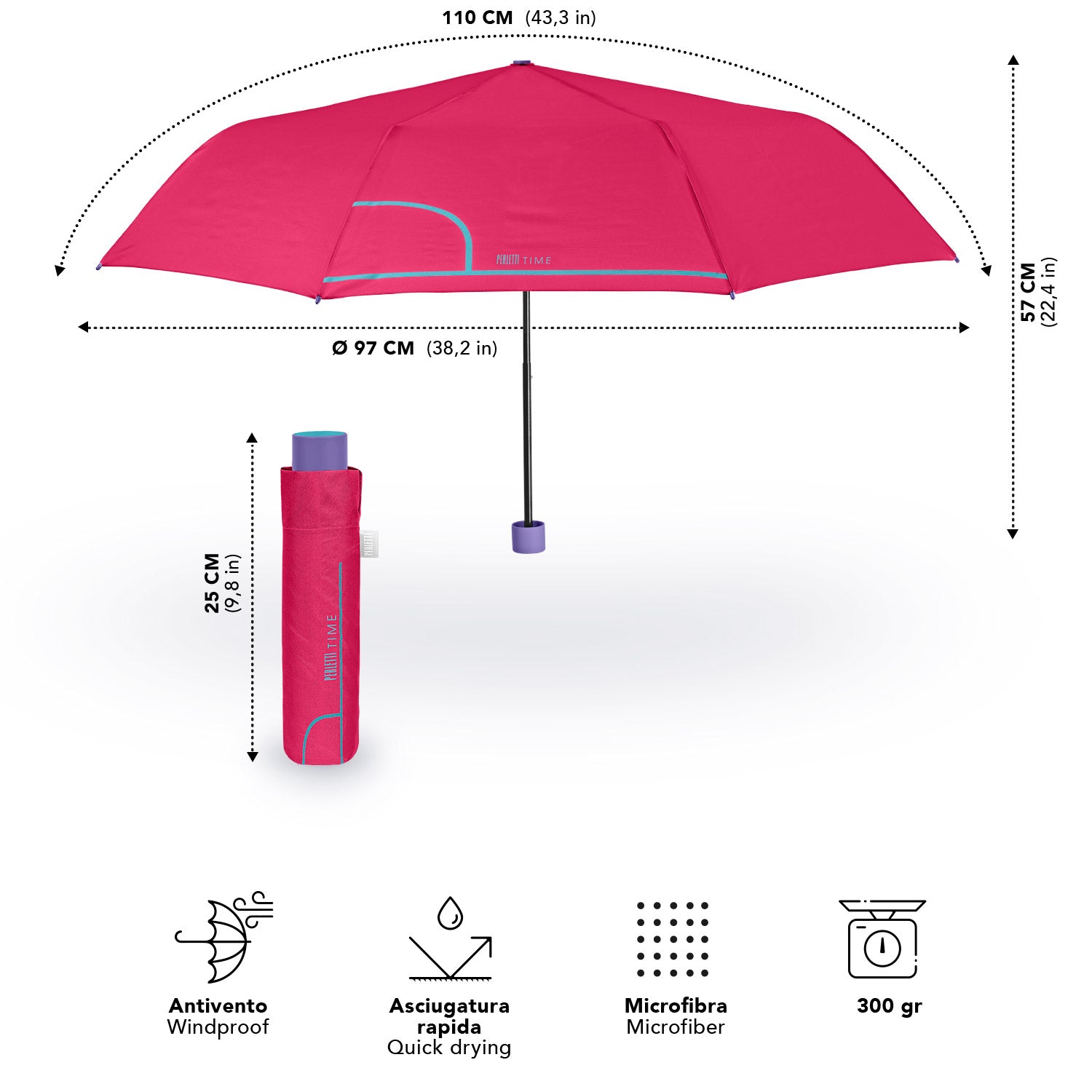 Ombrello Tinta Unita Manuale - Perletti