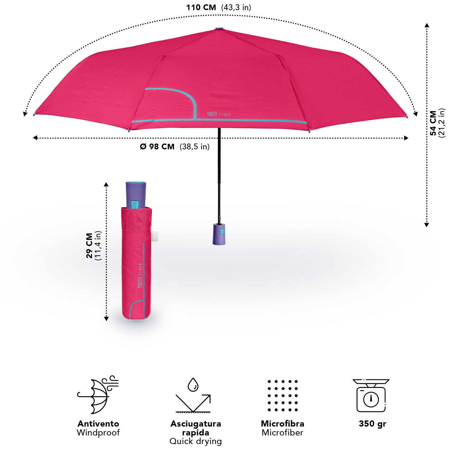 Ombrello Tinta Unita Automatico - Perletti