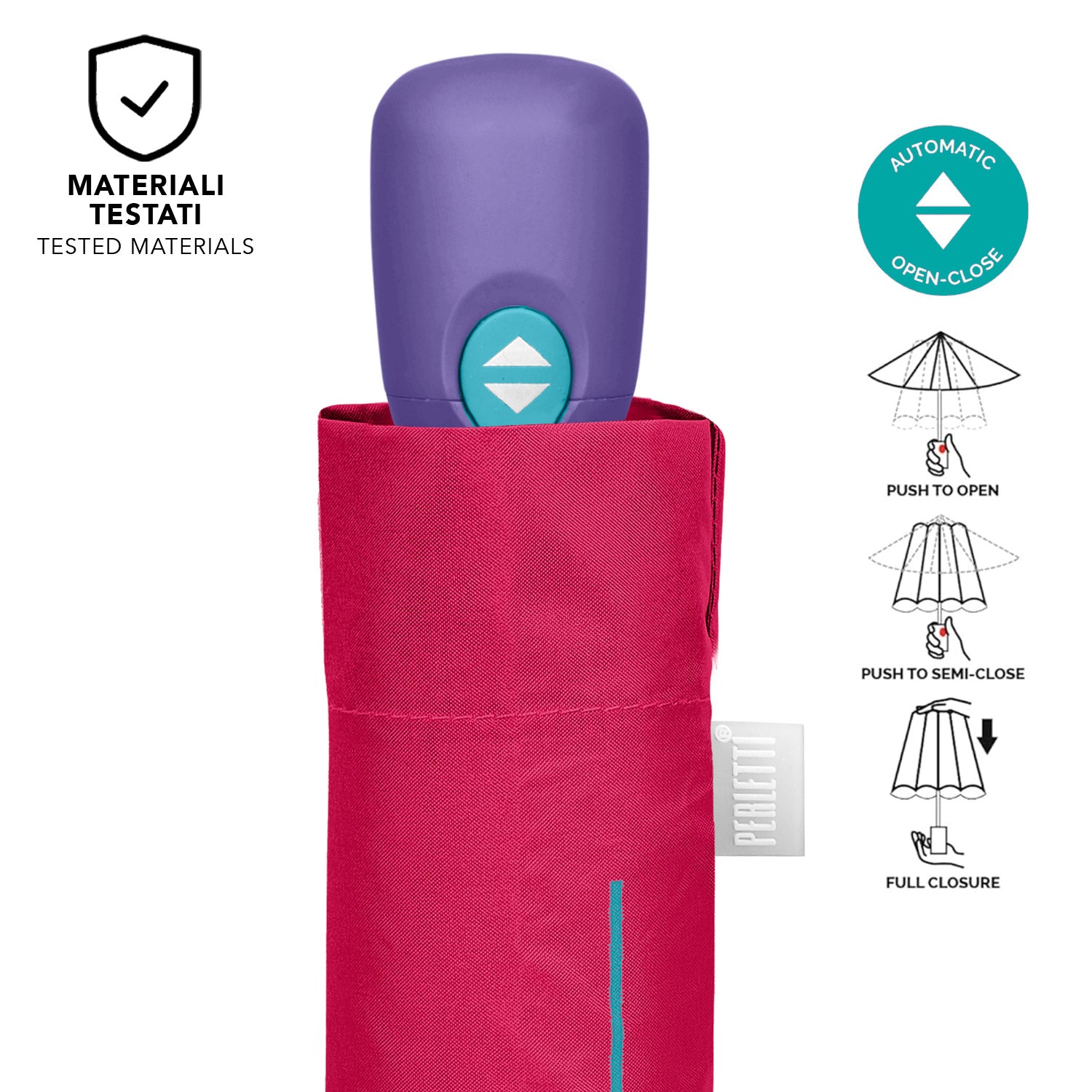 Ombrello Apri e Chiudi Automatico Tinta Unita - Perletti