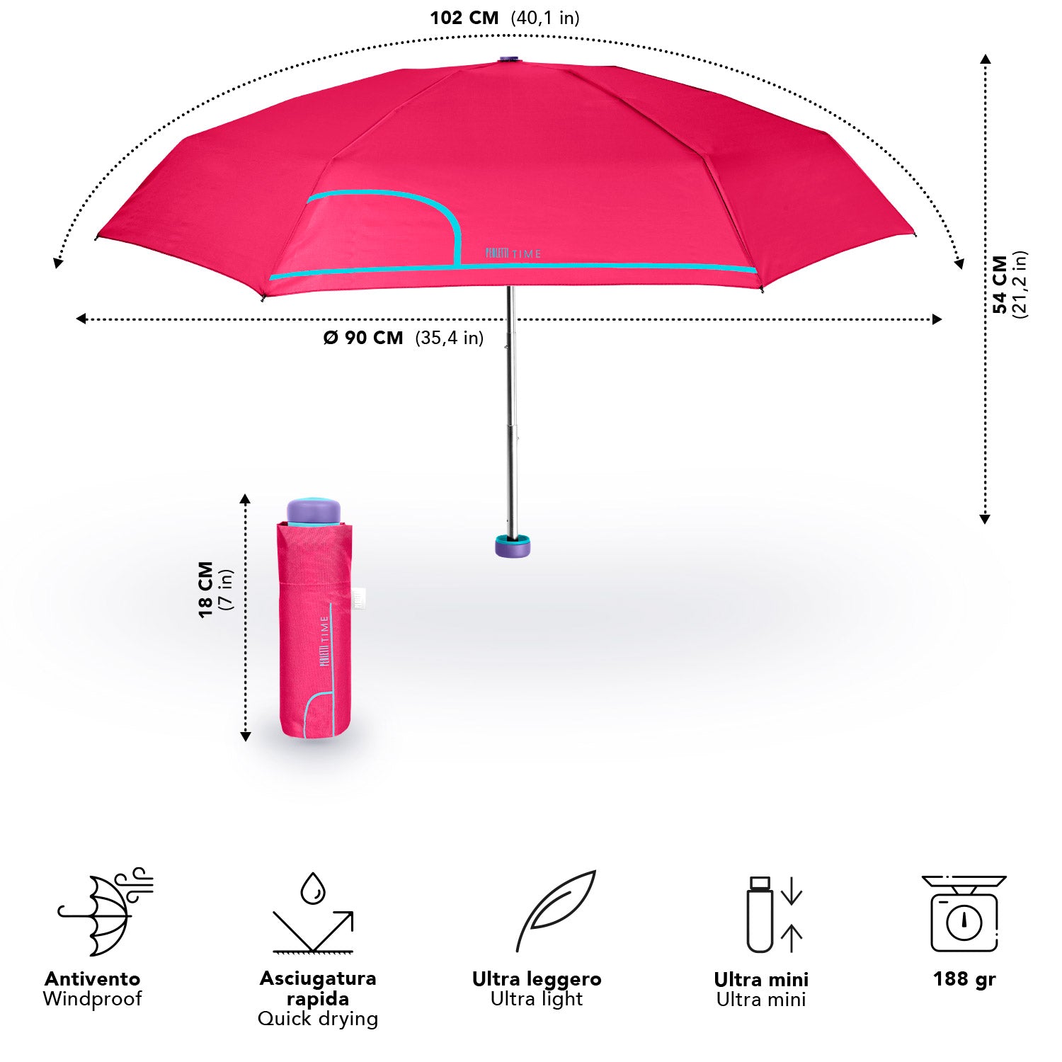 Ombrello Super Mini Tinta Unita - Perletti