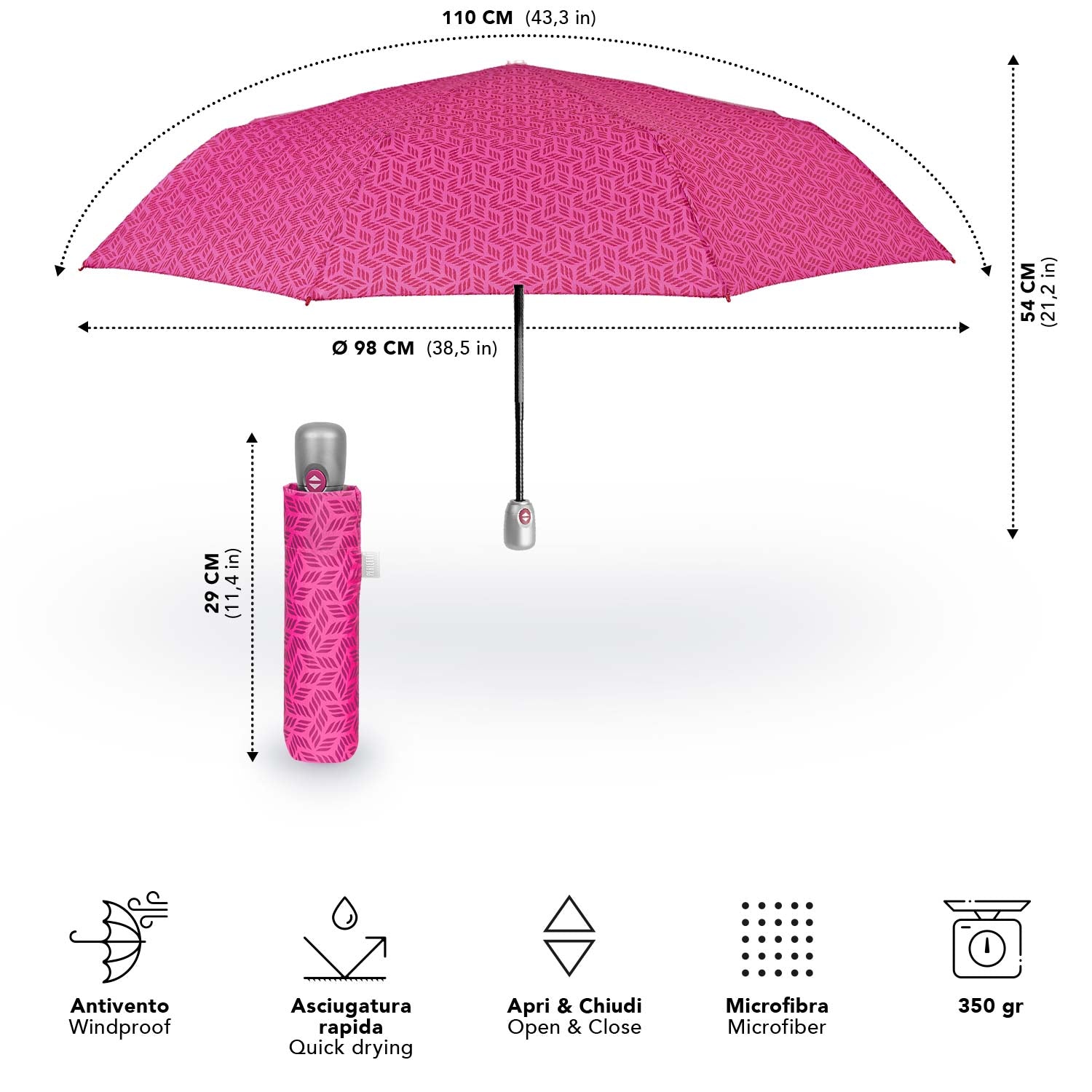 Ombrello Apri e Chiudi Automatico Fantasia Geometrica - Perletti