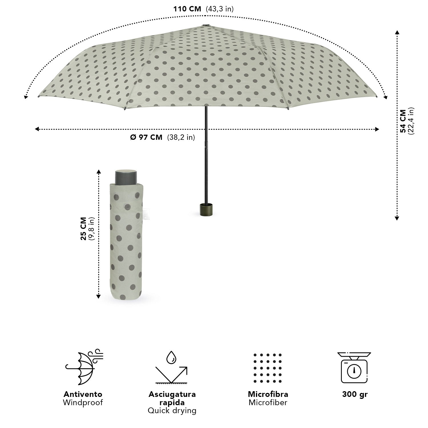 Ombrello Manuale a Pois - Perletti