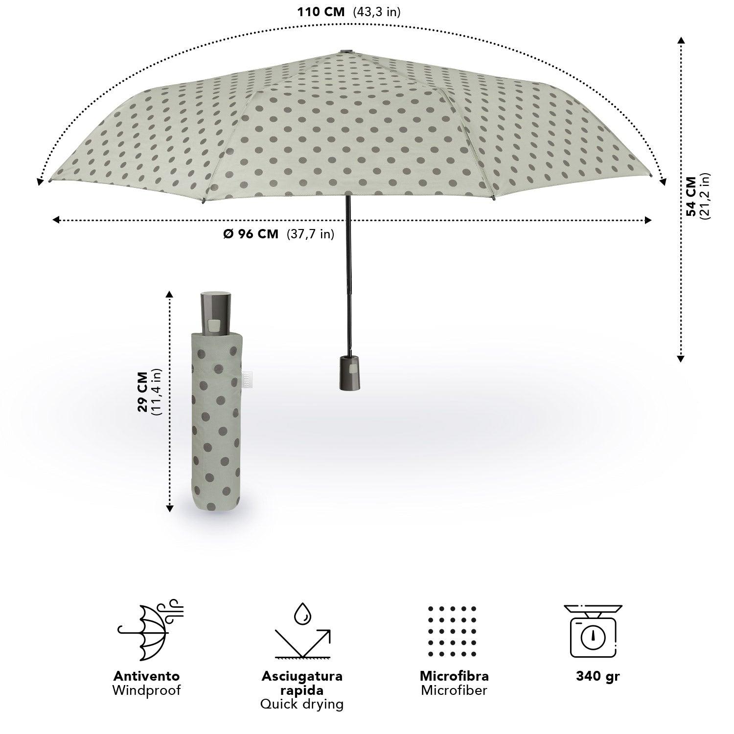 Ombrello Automatico con Pois - Perletti