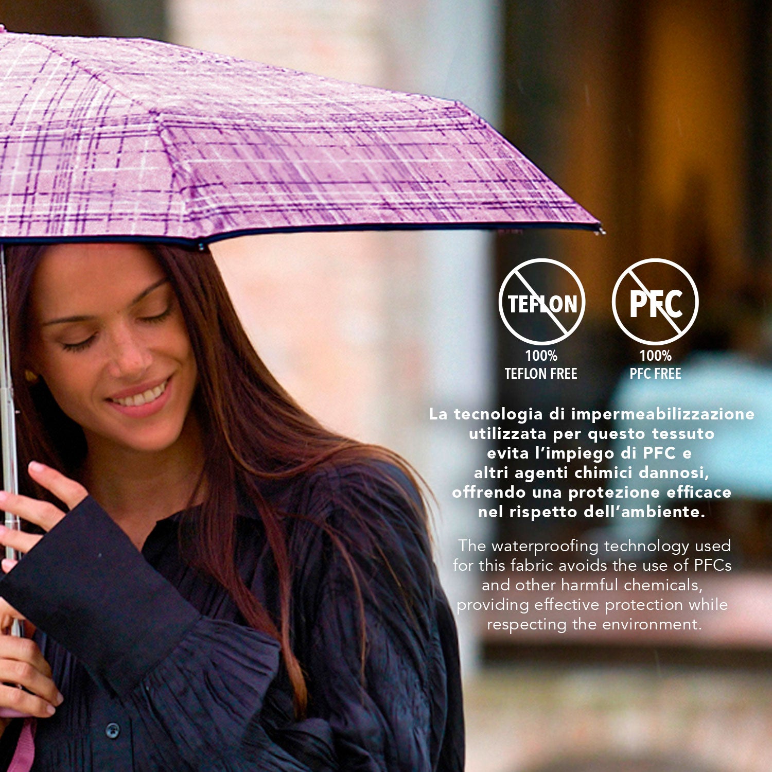 Ombrello Apri e Chiudi Automatico Scozzese Tweed - Perletti