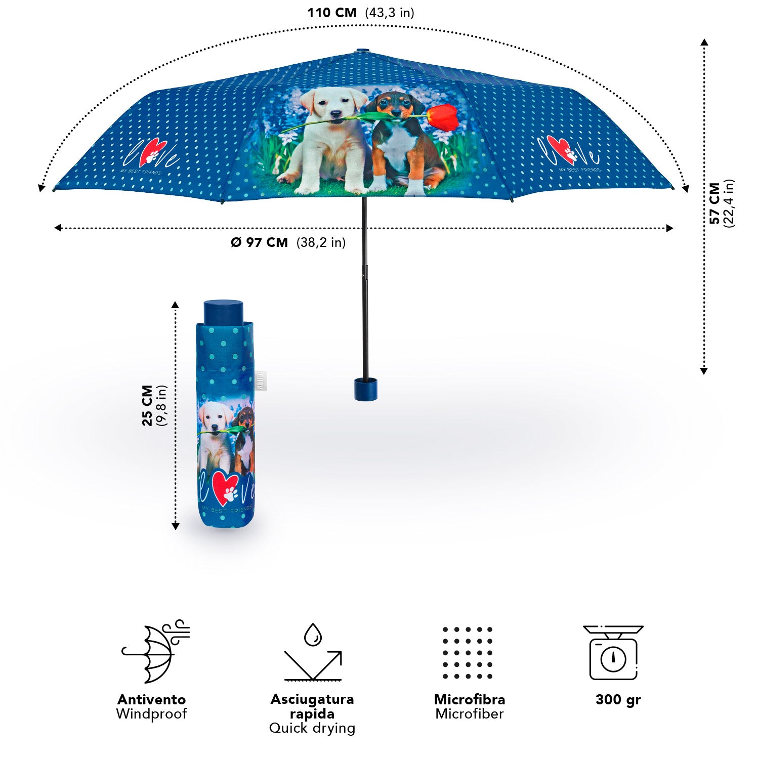 Ombrello Manuale Cani e Gatti - Perletti