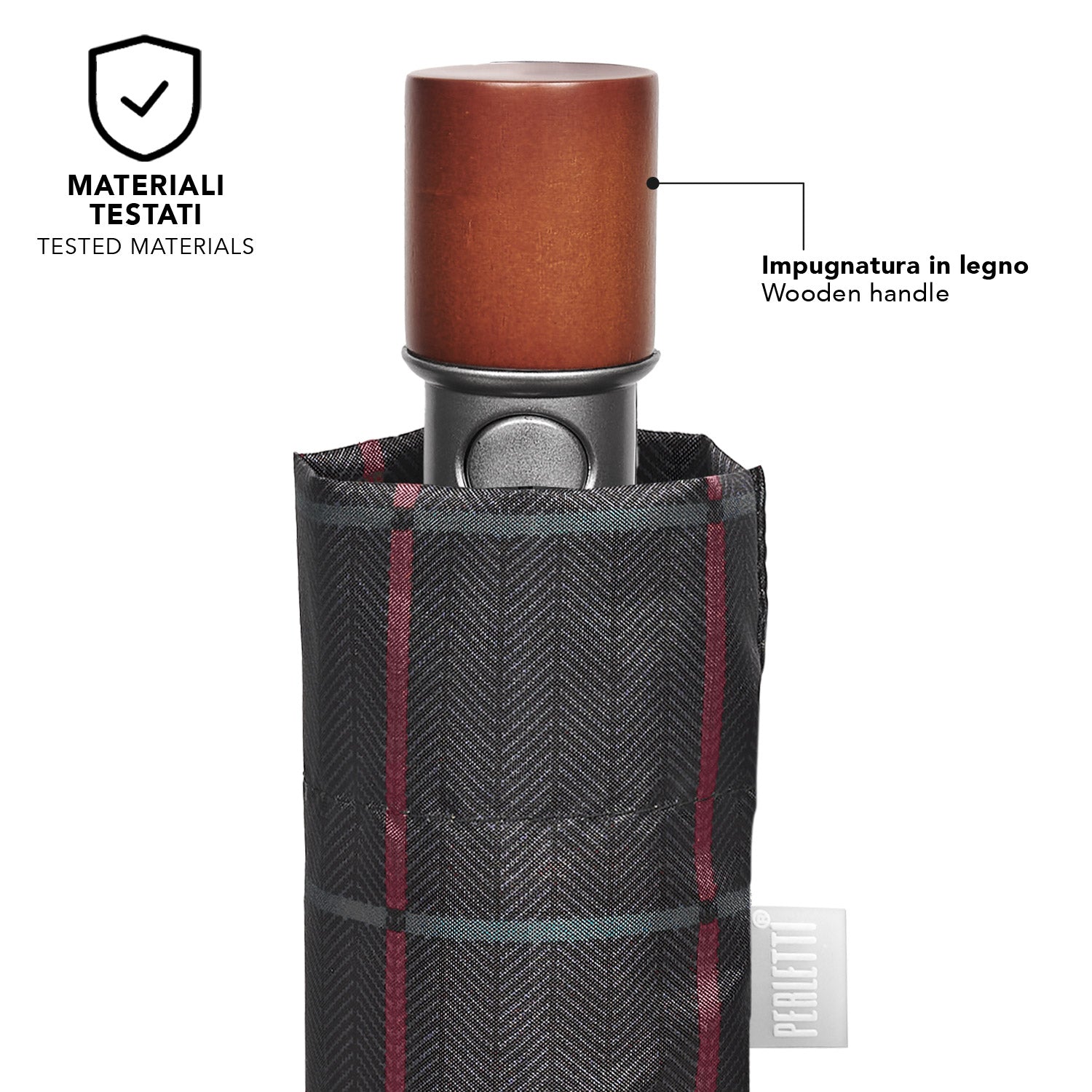 Ombrello Automatico Scozzese Manico in Legno - Perletti