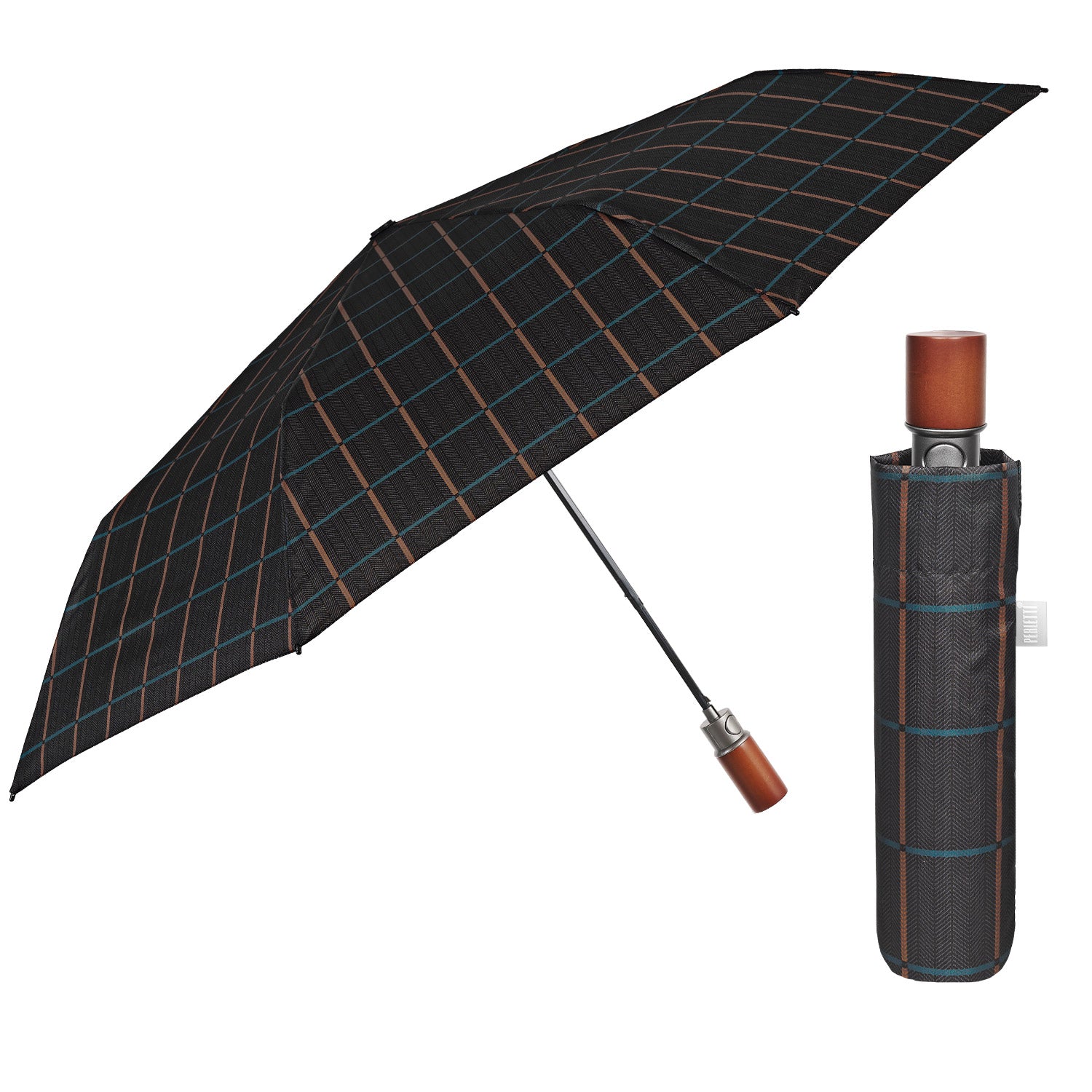 Ombrello Automatico Scozzese Manico in Legno - Perletti