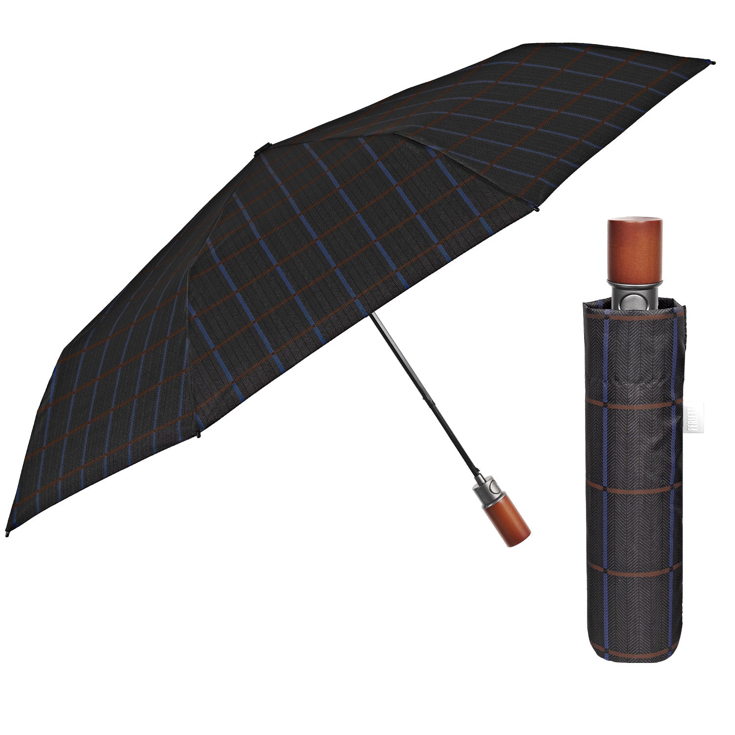 Ombrello Automatico Scozzese Manico in Legno - Perletti