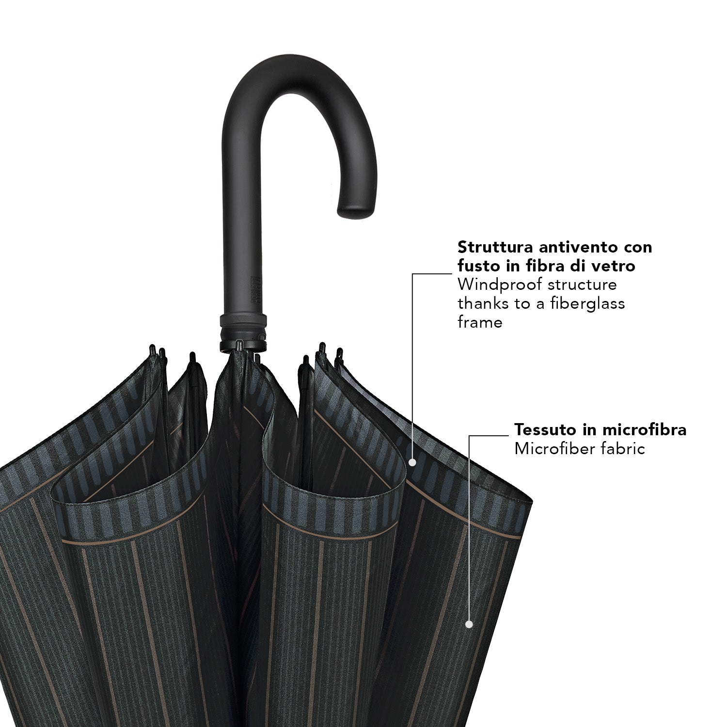 Ombrello Lungo Uomo Rigato - Perletti