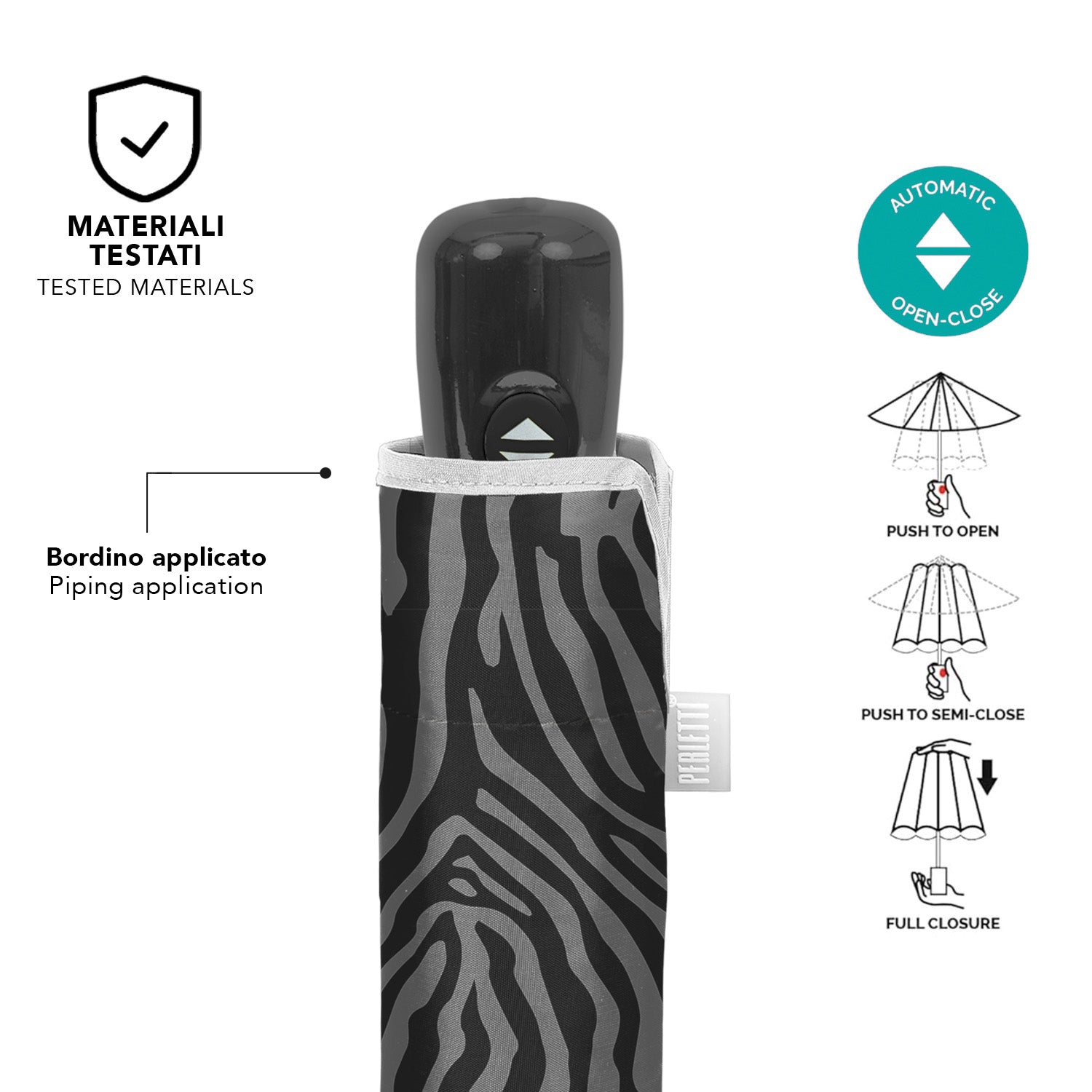 Ombrello Zebrato Apri e Chiudi Automatico - Perletti