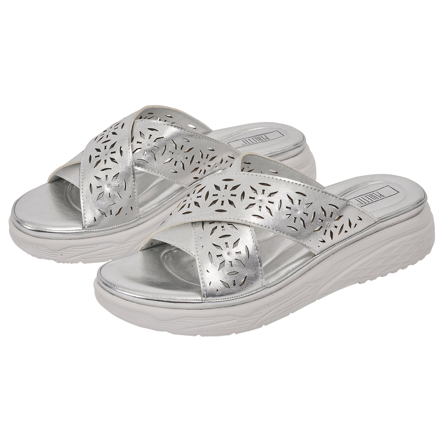 Sandalo con Fascia Incrociata Argento - Perletti