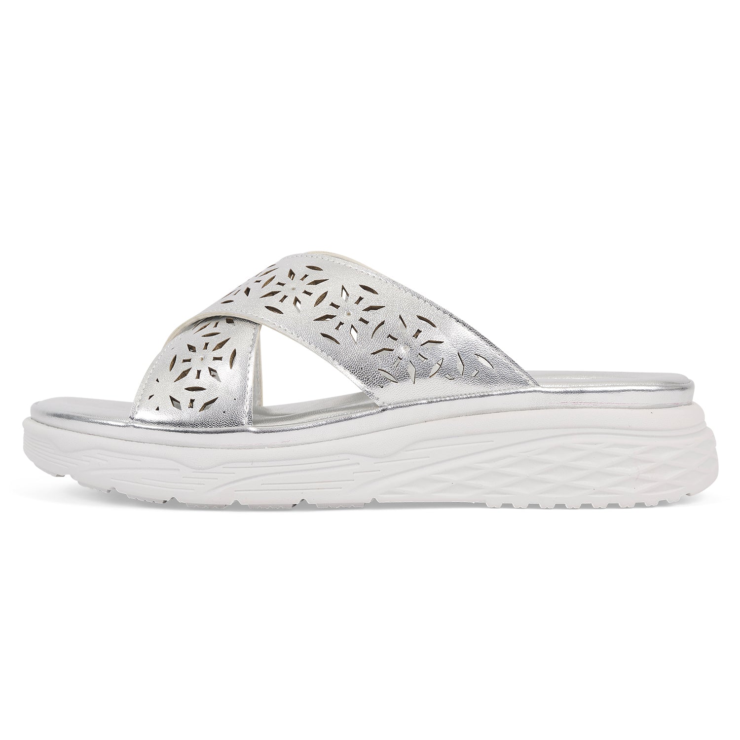 Sandalo con Fascia Incrociata Argento - Perletti