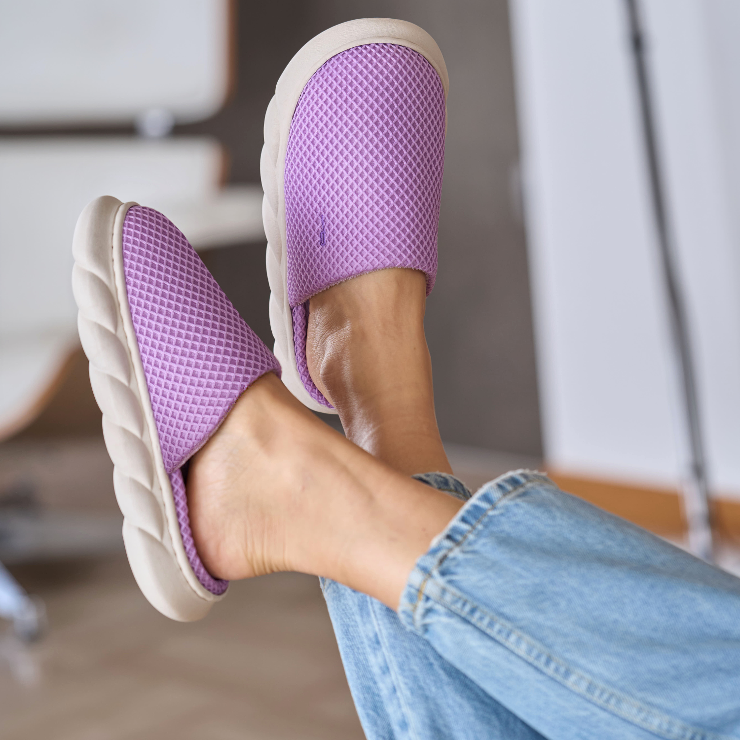 Pantofole a Rete con Suola Platform - Perletti