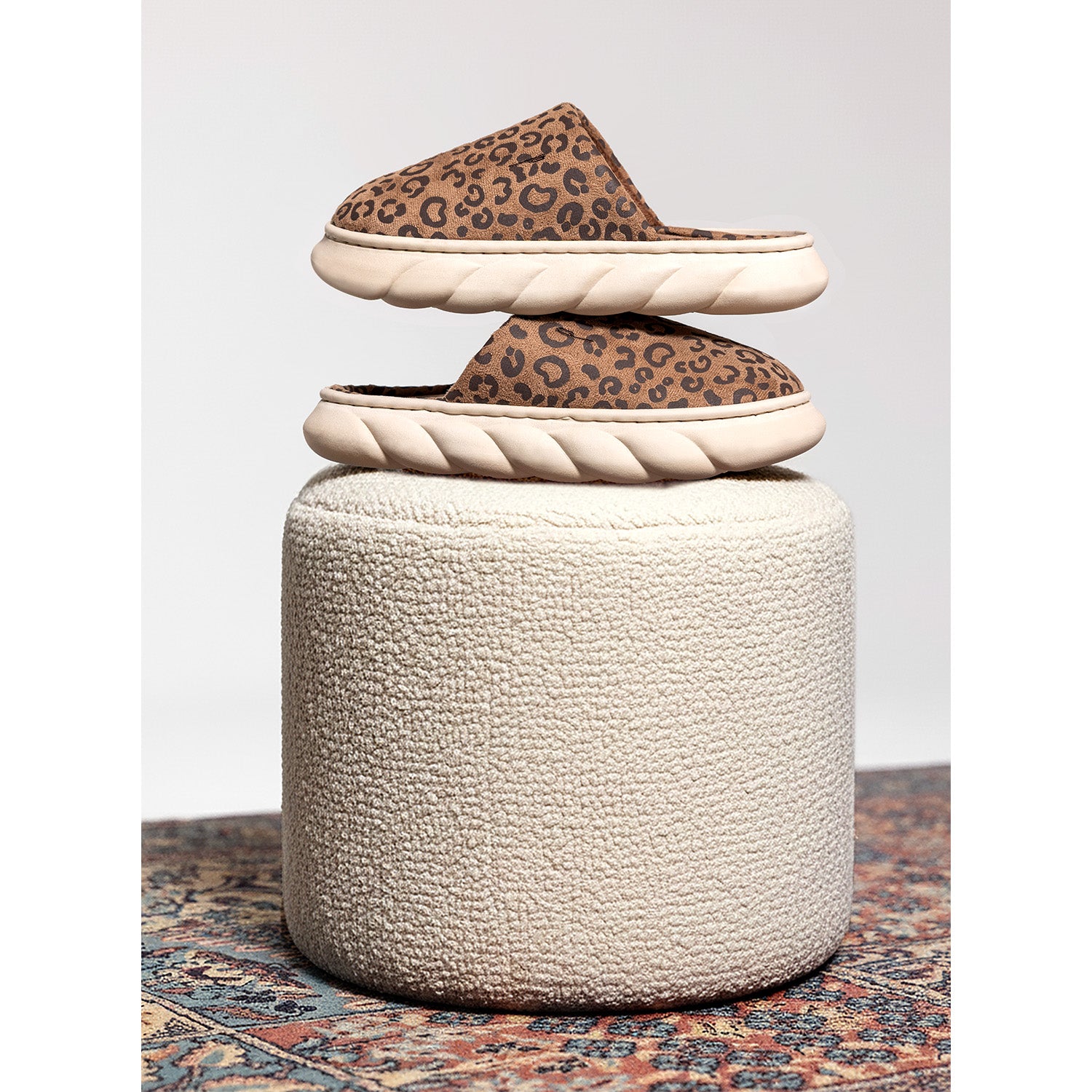 Pantofole Leopardate con Suola Platform - Perletti