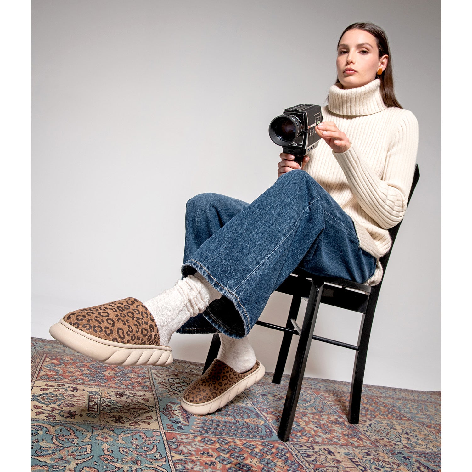 Pantofole Leopardate con Suola Platform - Perletti