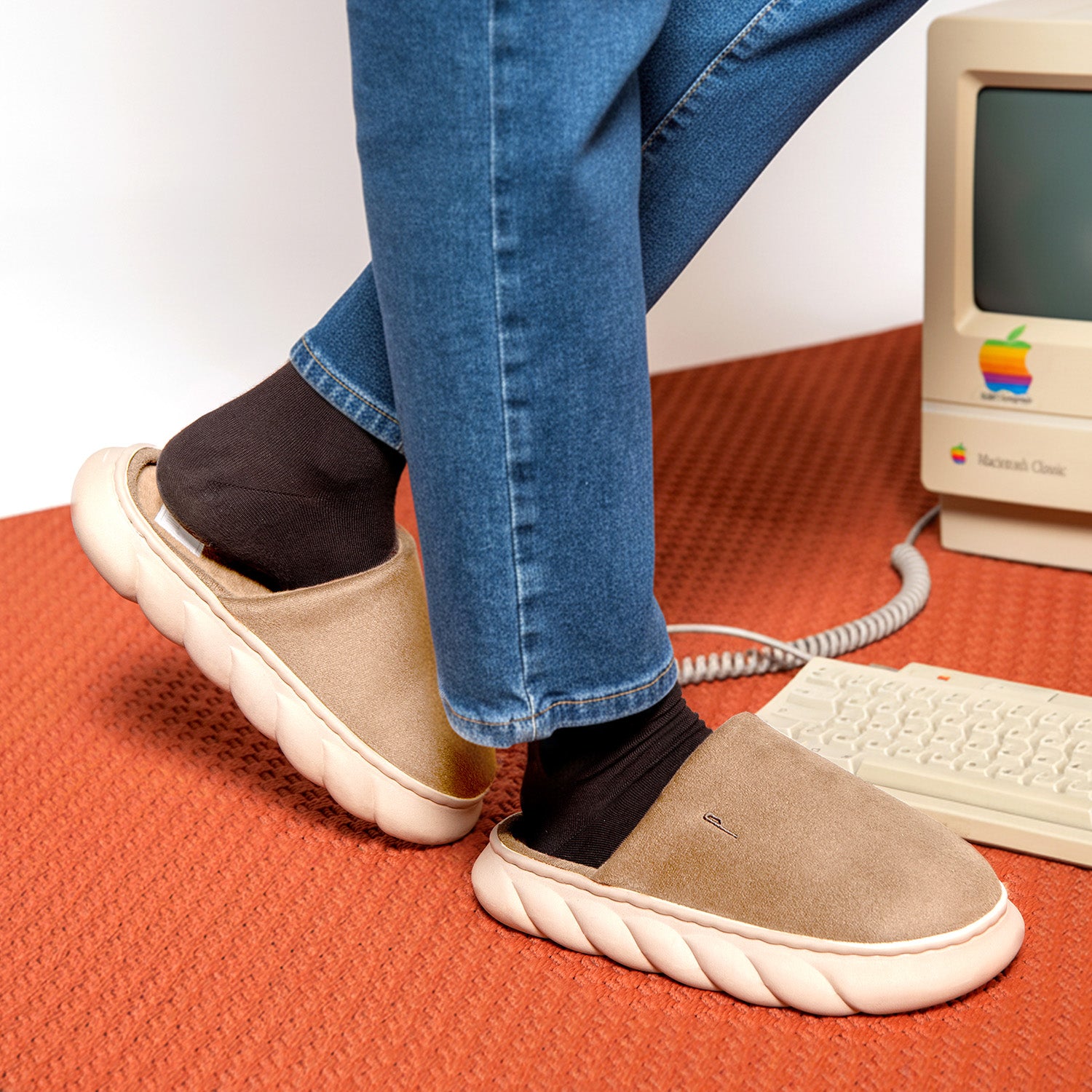 Pantofole Scamosciate con Suola Platform - Perletti