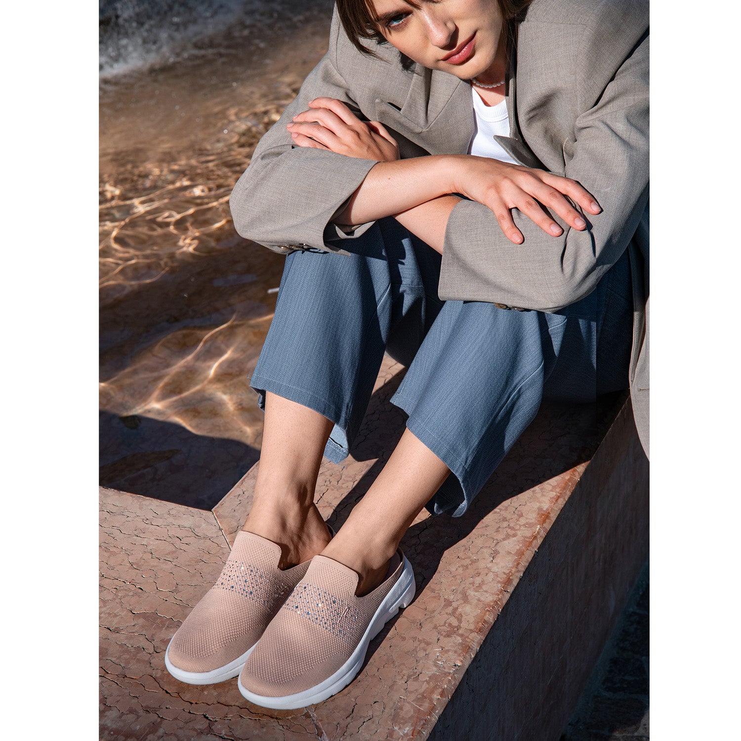 Ciabatte Slip-on Motion Donna con Cristalli - Perletti