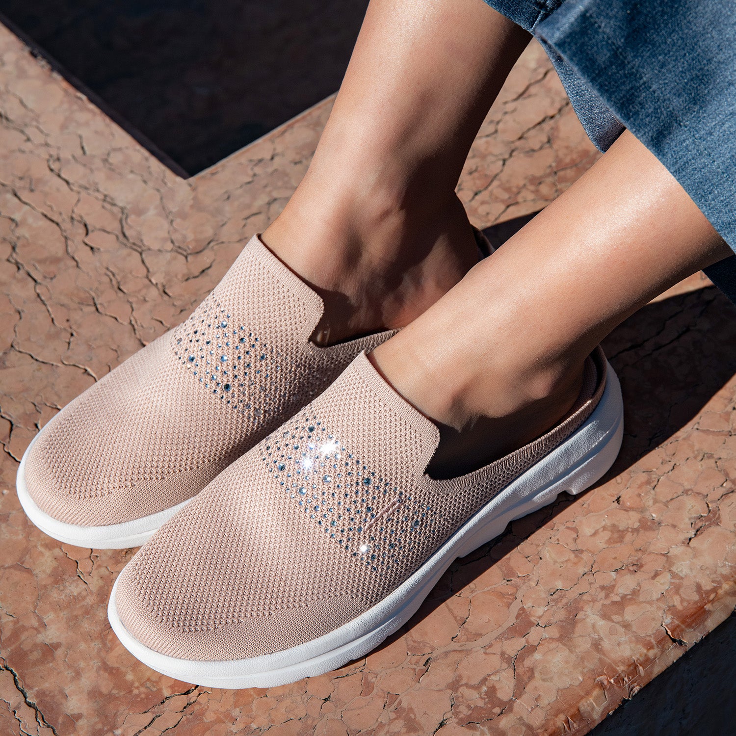 Ciabatte Slip-on Motion Donna con Cristalli - Perletti