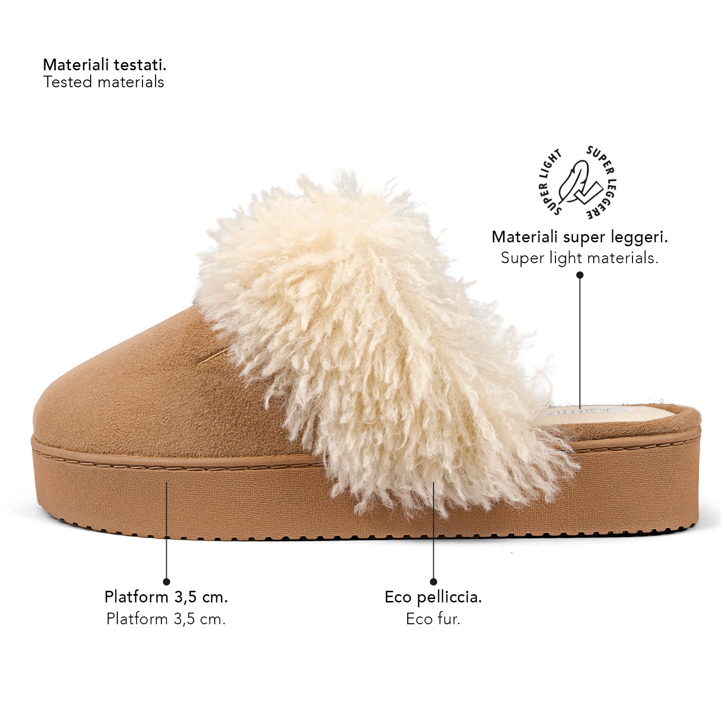 Pantofole Donna Platform con Pelo