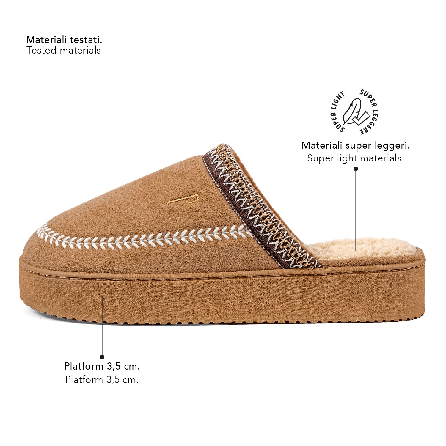 Pantofole Donna con Suola Platform Stile Etnico