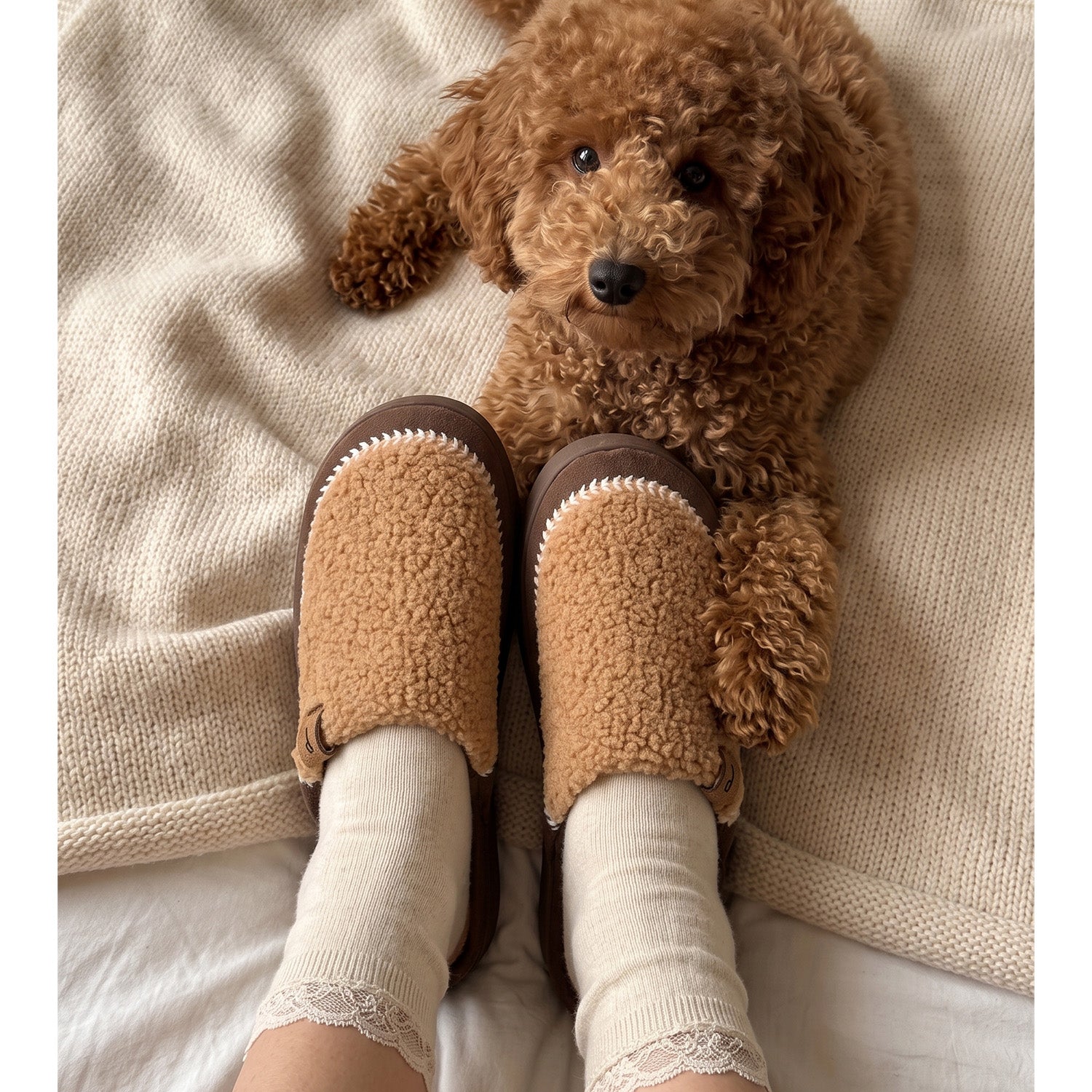 Pantofole Donna Teddy con Suola Platform