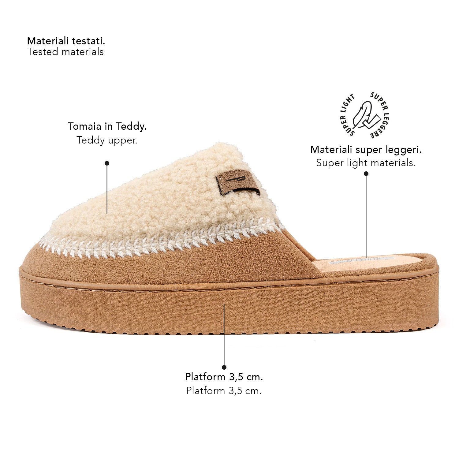 Pantofole Donna Teddy con Suola Platform