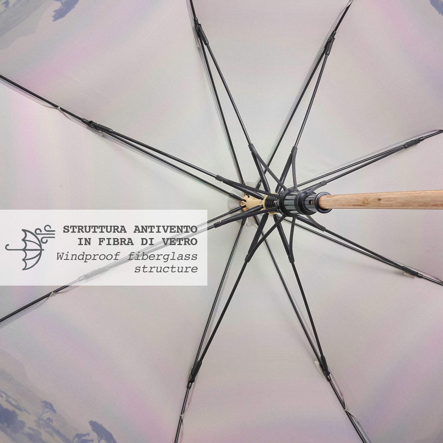 Ombrello Green Lungo Fiore Bianco - Perletti