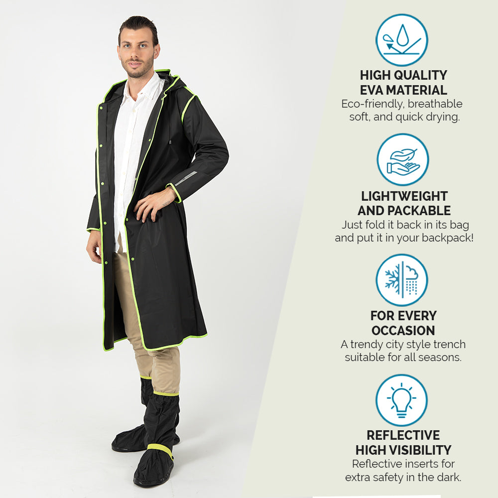 Impermeabile Nero Catarifrangente - PERLETTI