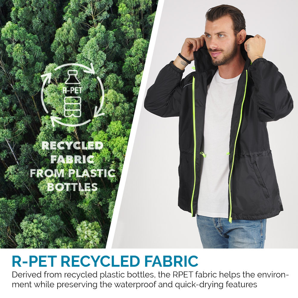 PERLETTI Giacca Antivento Impermeabile Unisex - Ultra Leggera Con Cappuccio, Ripiegabile In Tasca Per Trekking E Viaggi - Foto 11