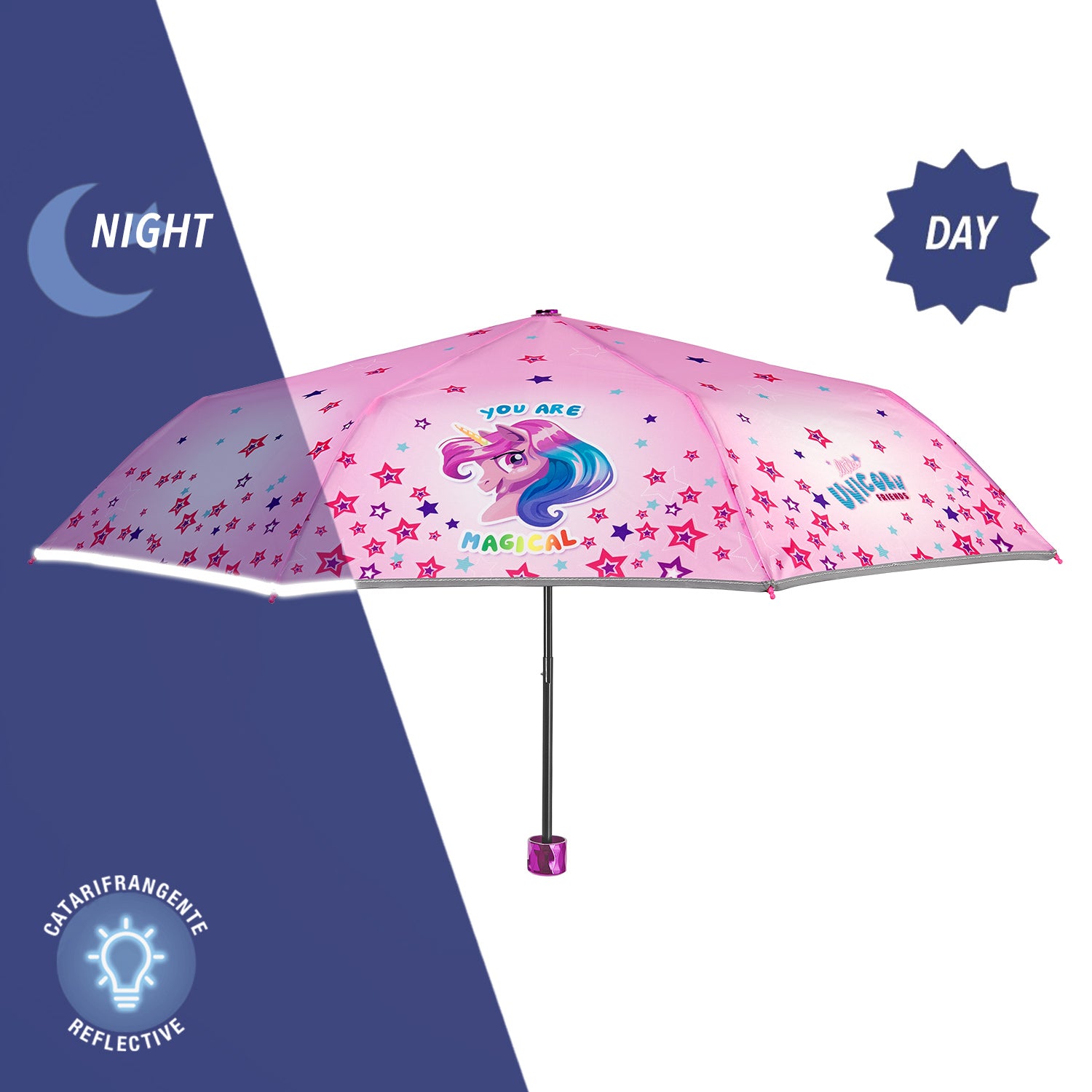 Ombrello Unicorno Rosa con Stelle Colorate– PERLETTI | Tischbänder