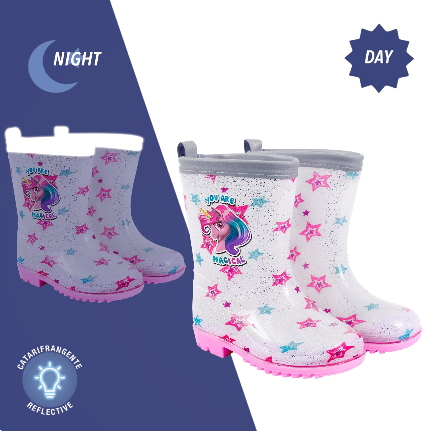 Stivaletti Unicorno Glitter: Protezione e Stile per le Bambine