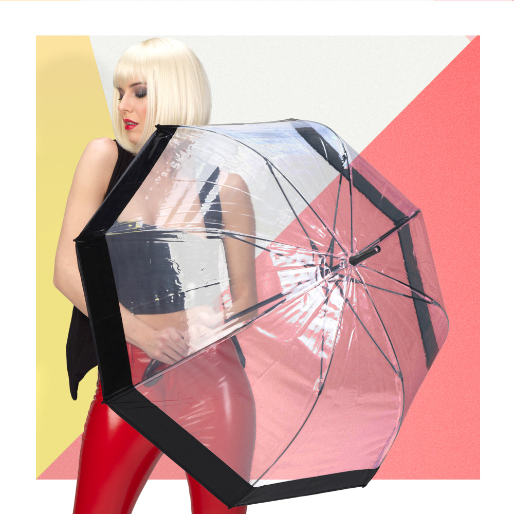 Acquista Ombrello trasparente a cupola trasparente con manico lungo Ombrello  protettivo da pioggia trasparente per donna che cammina